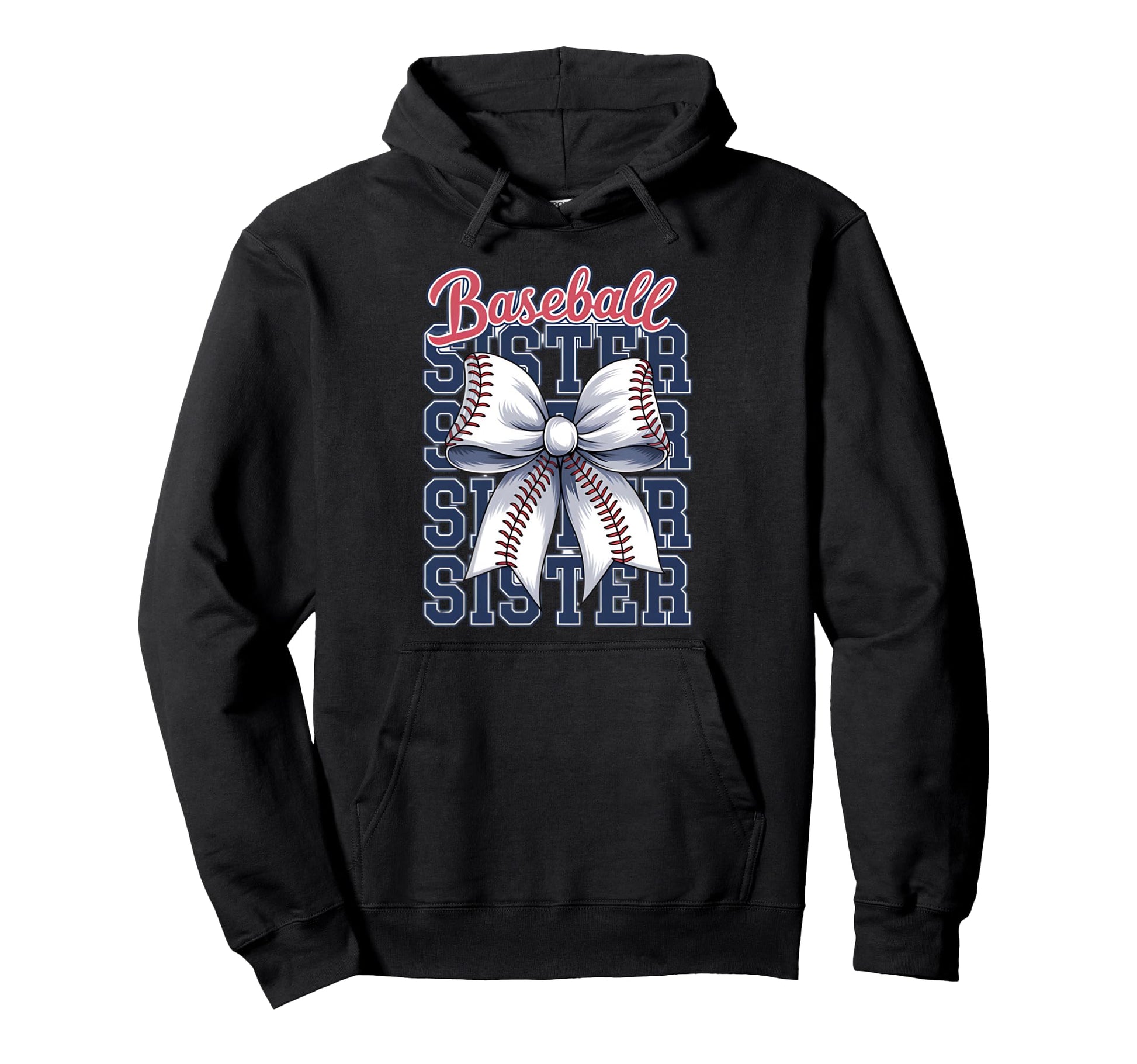 Baseball Sister Coquette Bow Hoodie - Trendy Graphic Unisex - T-Shirt, Sweatshirt, Hoodie