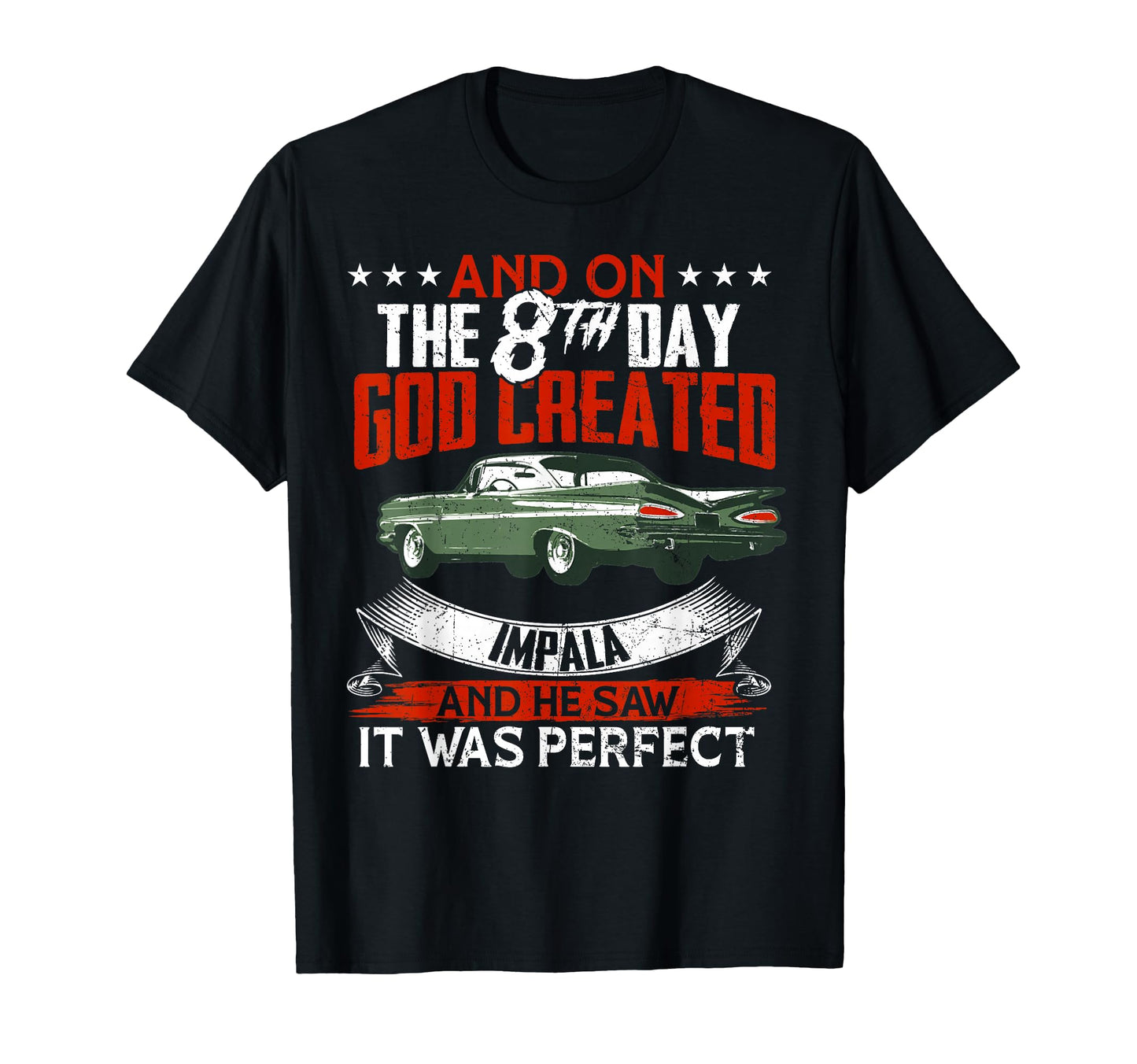 1959 59 Impala And 8Th Day God Cars T-Shirt - Trendy Graphic Men Women - T-Shirt, Sweatshirt, Hoodie