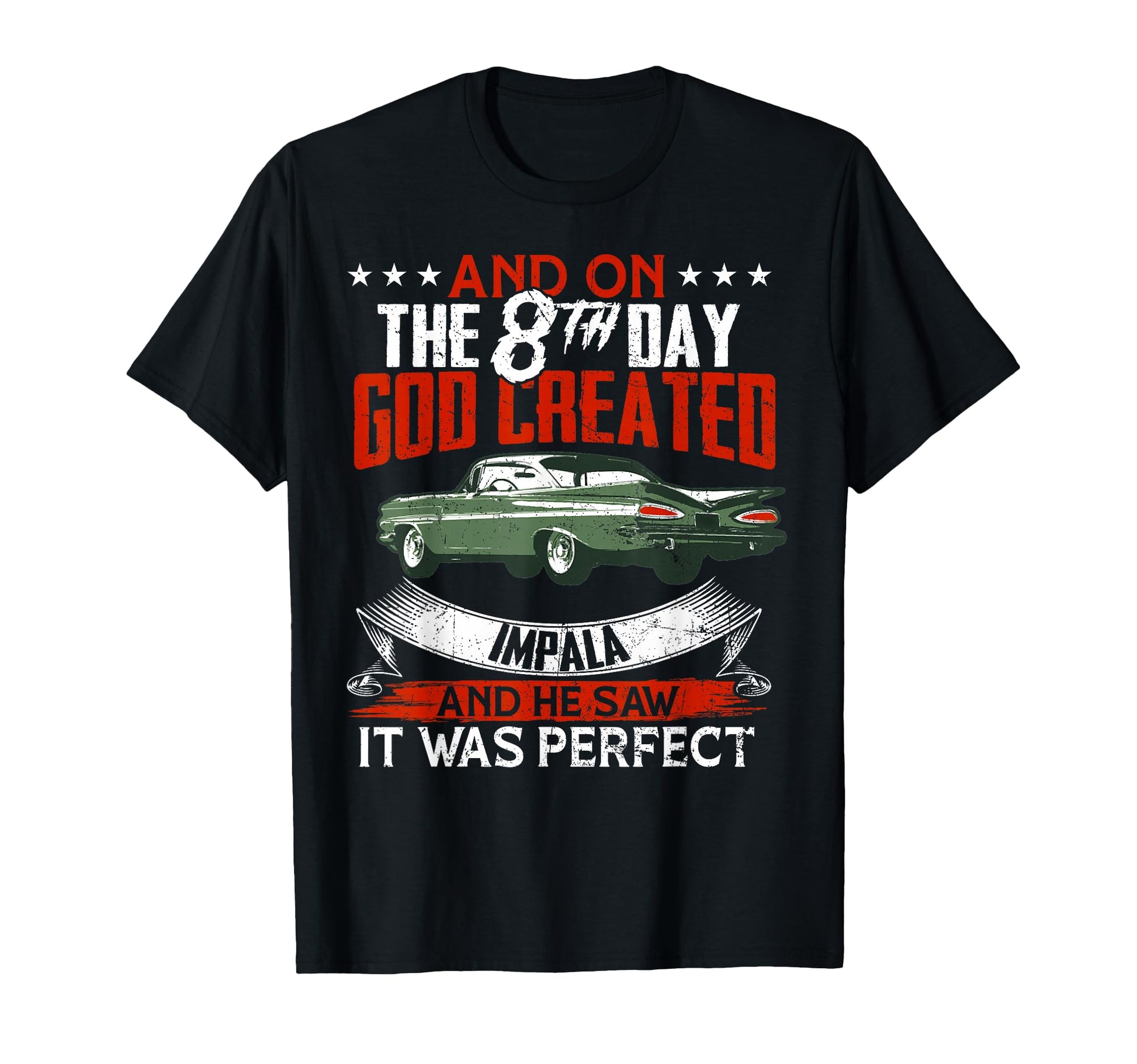 1959 59 Impala And 8Th Day God Cars T-Shirt - Trendy Graphic Men Women - T-Shirt, Sweatshirt, Hoodie