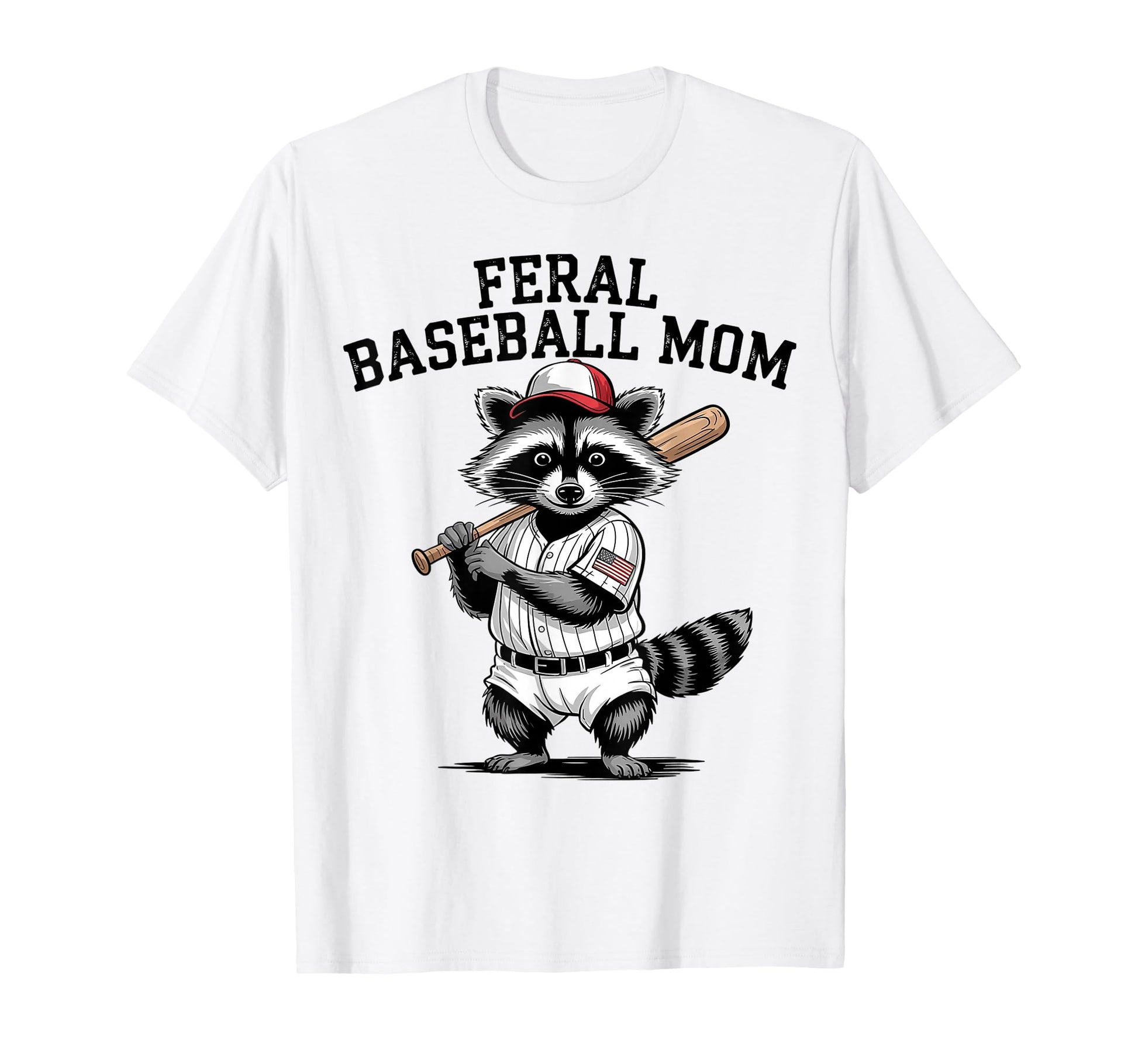 Raccoon Feral Baseball Mom Trash T-Shirt - Novelty Apparel for Adults - T-Shirt, Sweatshirt, Hoodie