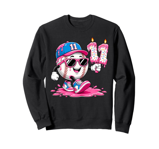 Baseball 11Th Birthday 11 Years Old Sweatshirt - Custom Art Print Unisex - T-Shirt, Sweatshirt, Hoodie
