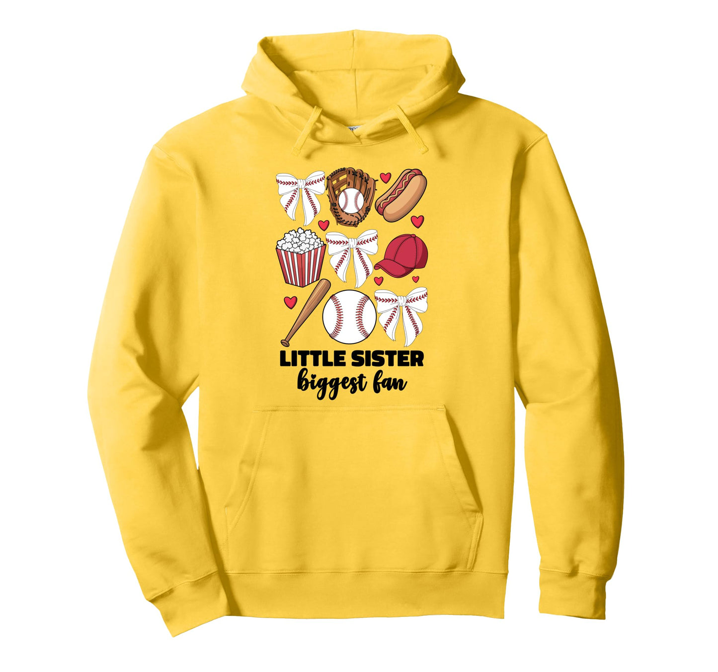 Little Sister Biggest Fan Baseball Hoodie - Casual Everyday Wear Men Women - T-Shirt, Sweatshirt, Hoodie