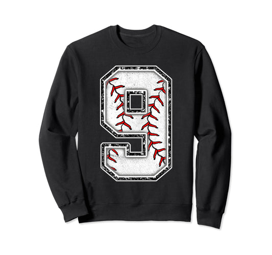 9 Years Old Birthday Baseball Theme Sweatshirt - Unique Graphic for Adults - T-Shirt, Sweatshirt, Hoodie