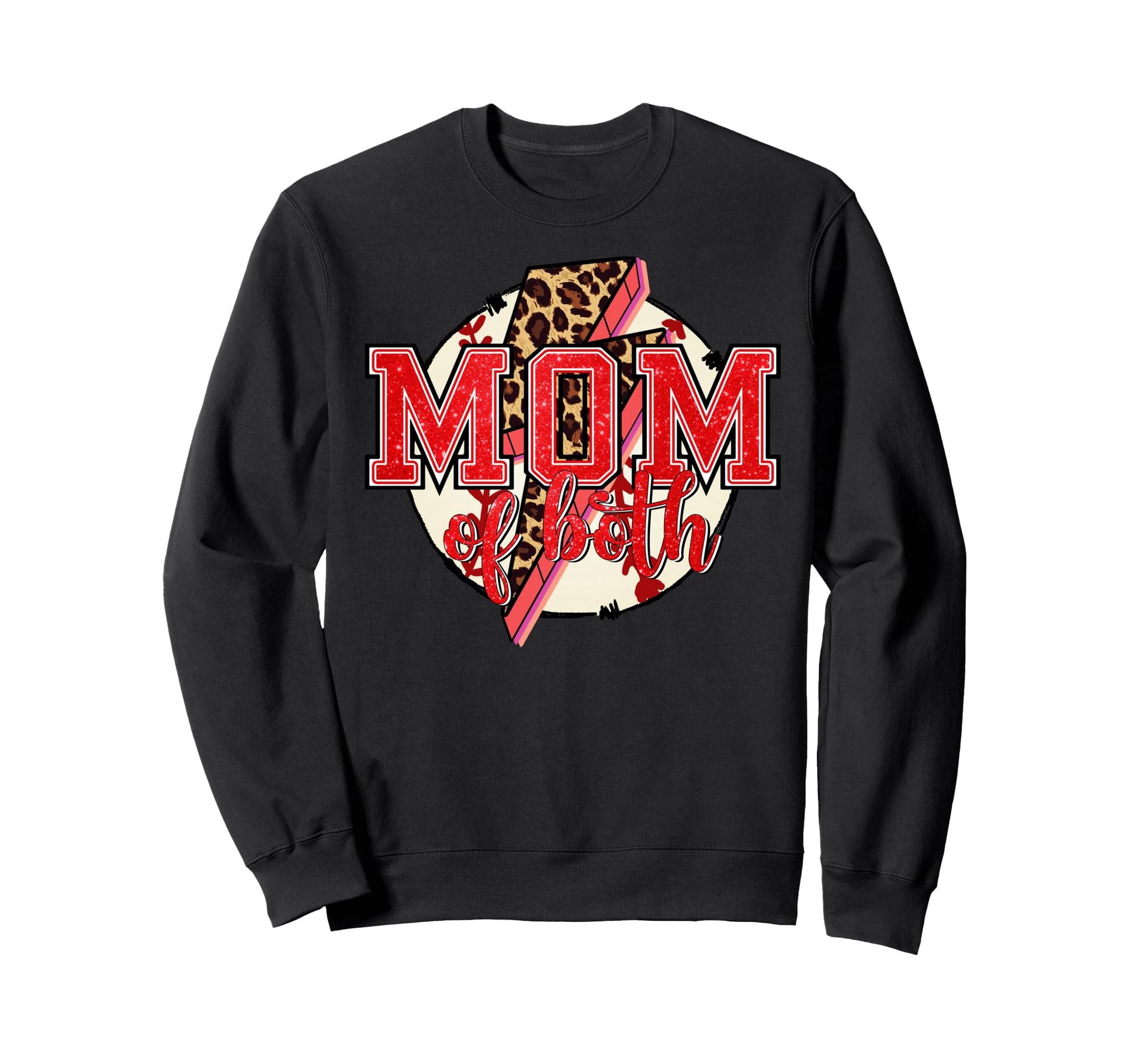 Mom Both Leopard Baseball Sweatshirt - Trendy Graphic for Adults - T-Shirt, Sweatshirt, Hoodie