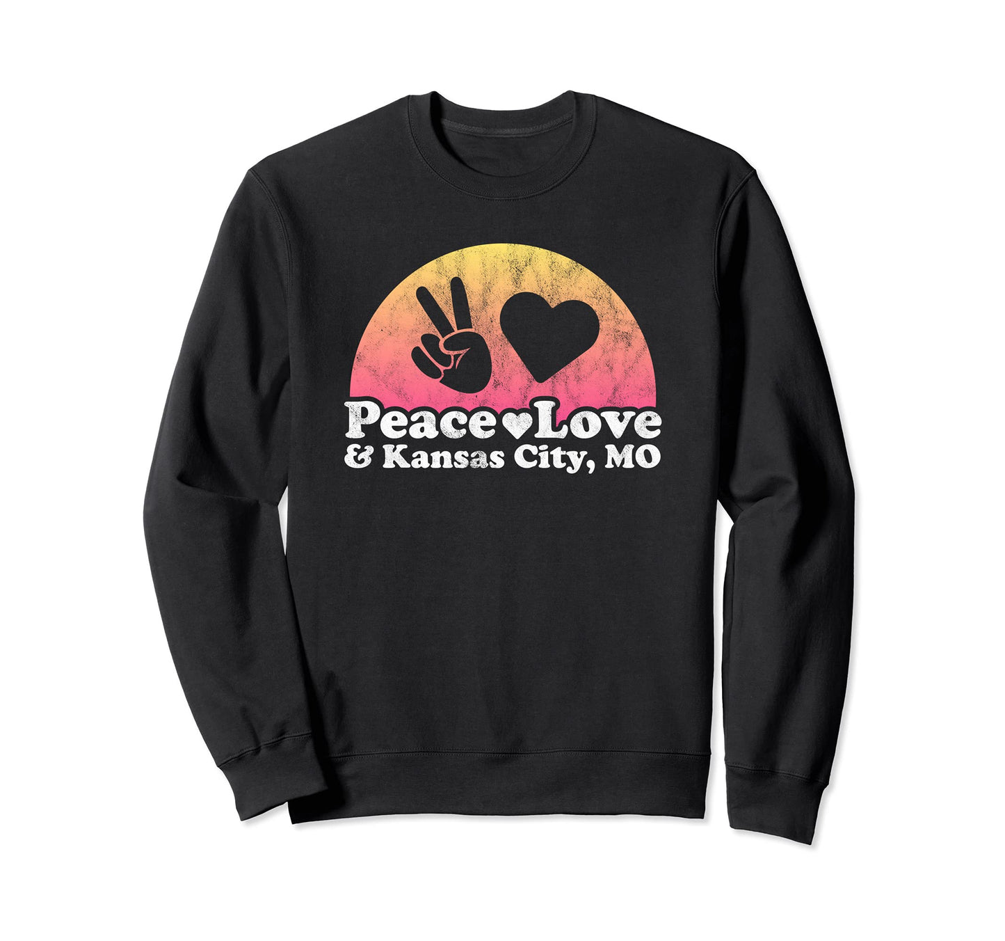 Peace Love And Kansas City Mo Missouri Sweatshirt - Minimalist Print Unisex - T-Shirt, Sweatshirt, Hoodie