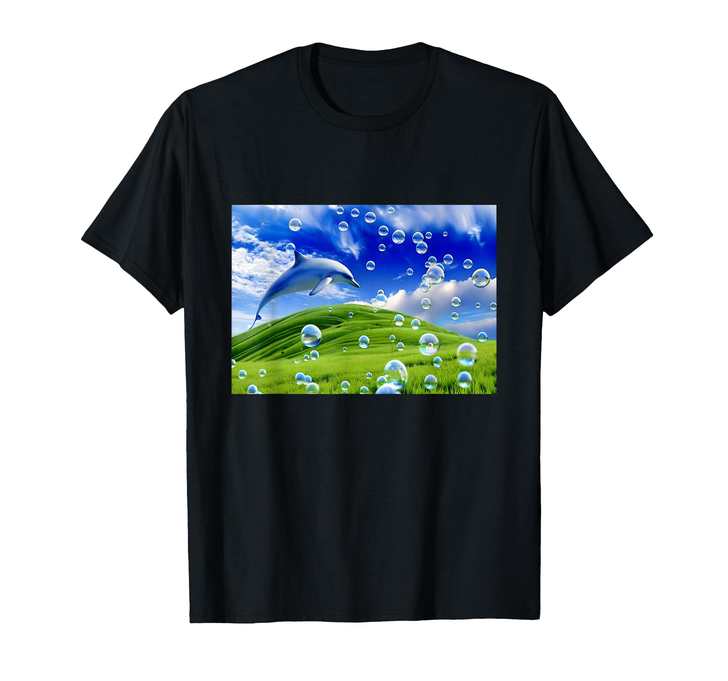 Frutiger Aero Dolphin Meadow T-Shirt - Casual Everyday Wear Unisex - T-Shirt, Sweatshirt, Hoodie