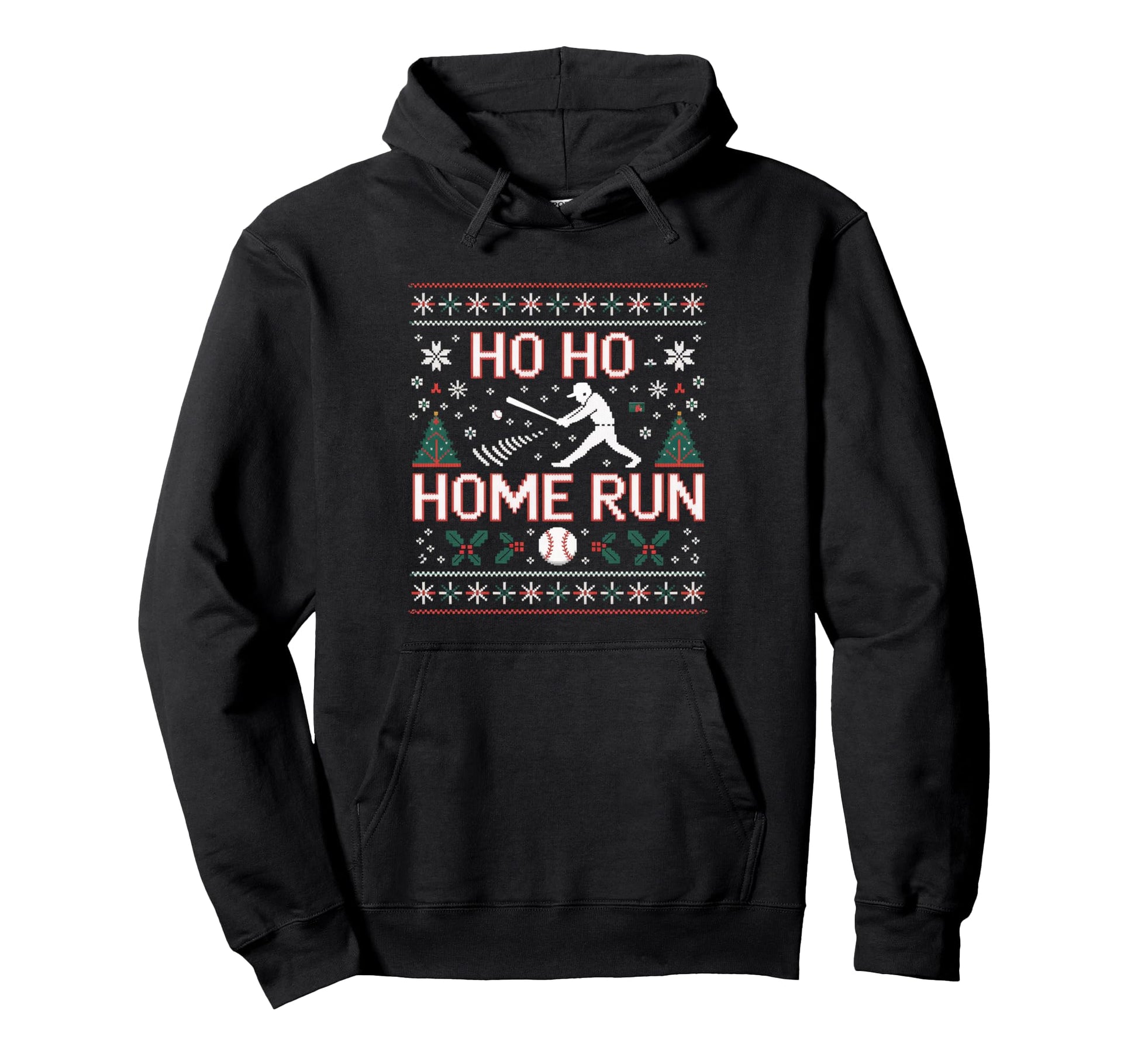 Ho Ho Home Run Baseball Hoodie - Graphic Print for Adults - T-Shirt, Sweatshirt, Hoodie