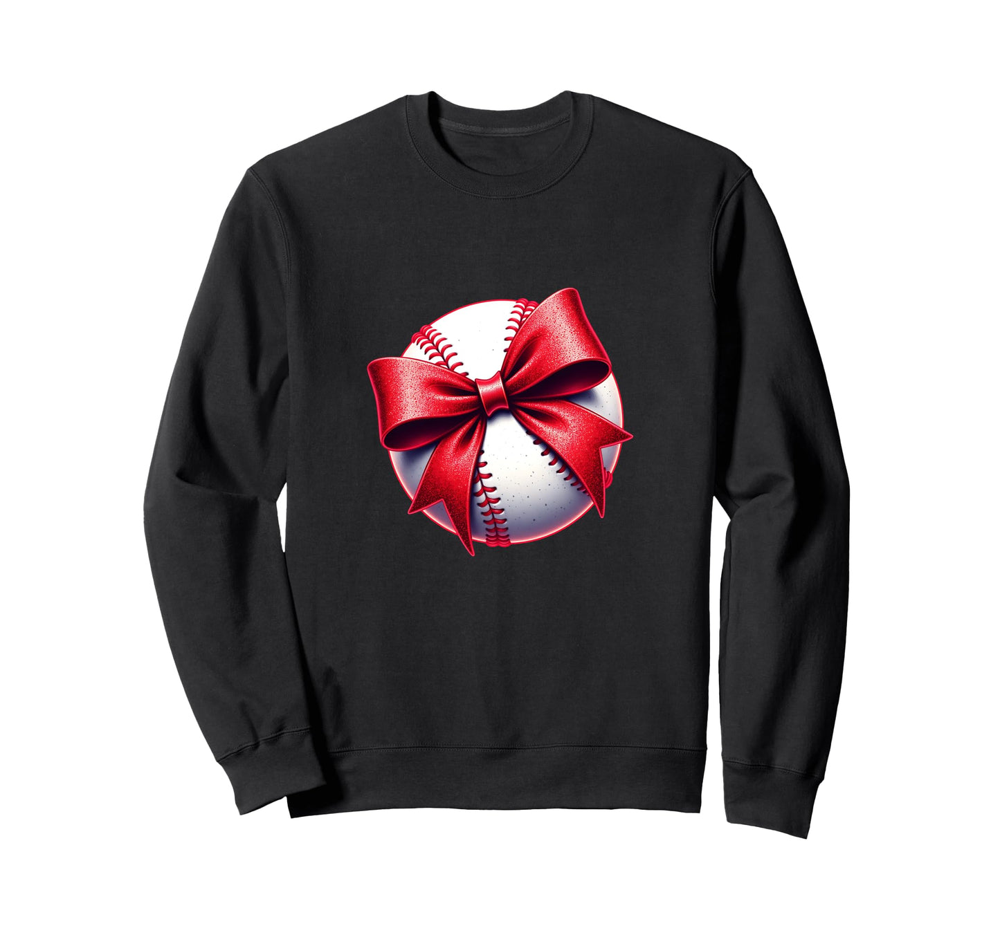 Festive Baseball Bow Baseball Lovers Sweatshirt - Trendy Graphic for Adults - T-Shirt, Sweatshirt, Hoodie