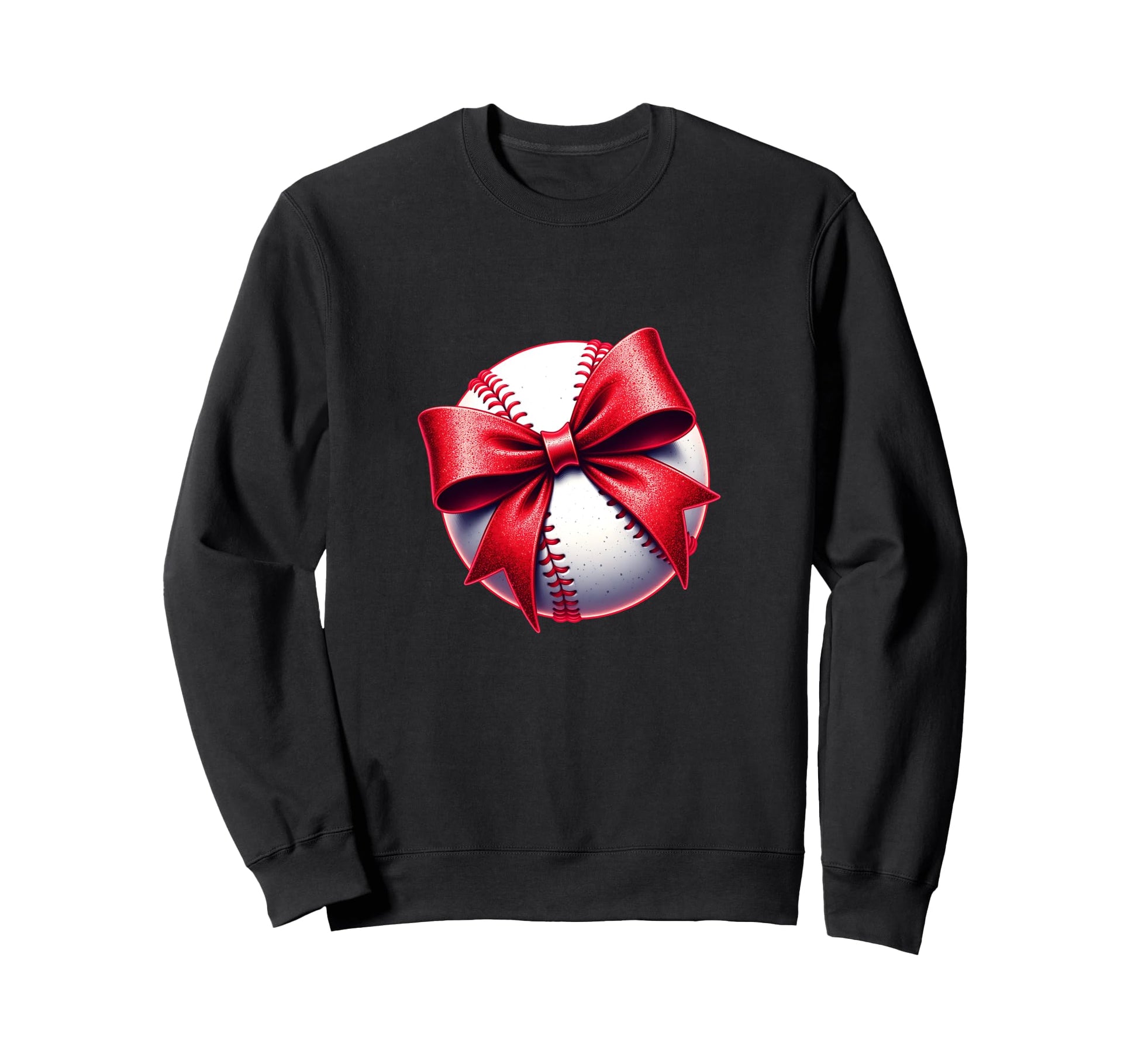 Festive Baseball Bow Baseball Lovers Sweatshirt - Trendy Graphic for Adults - T-Shirt, Sweatshirt, Hoodie