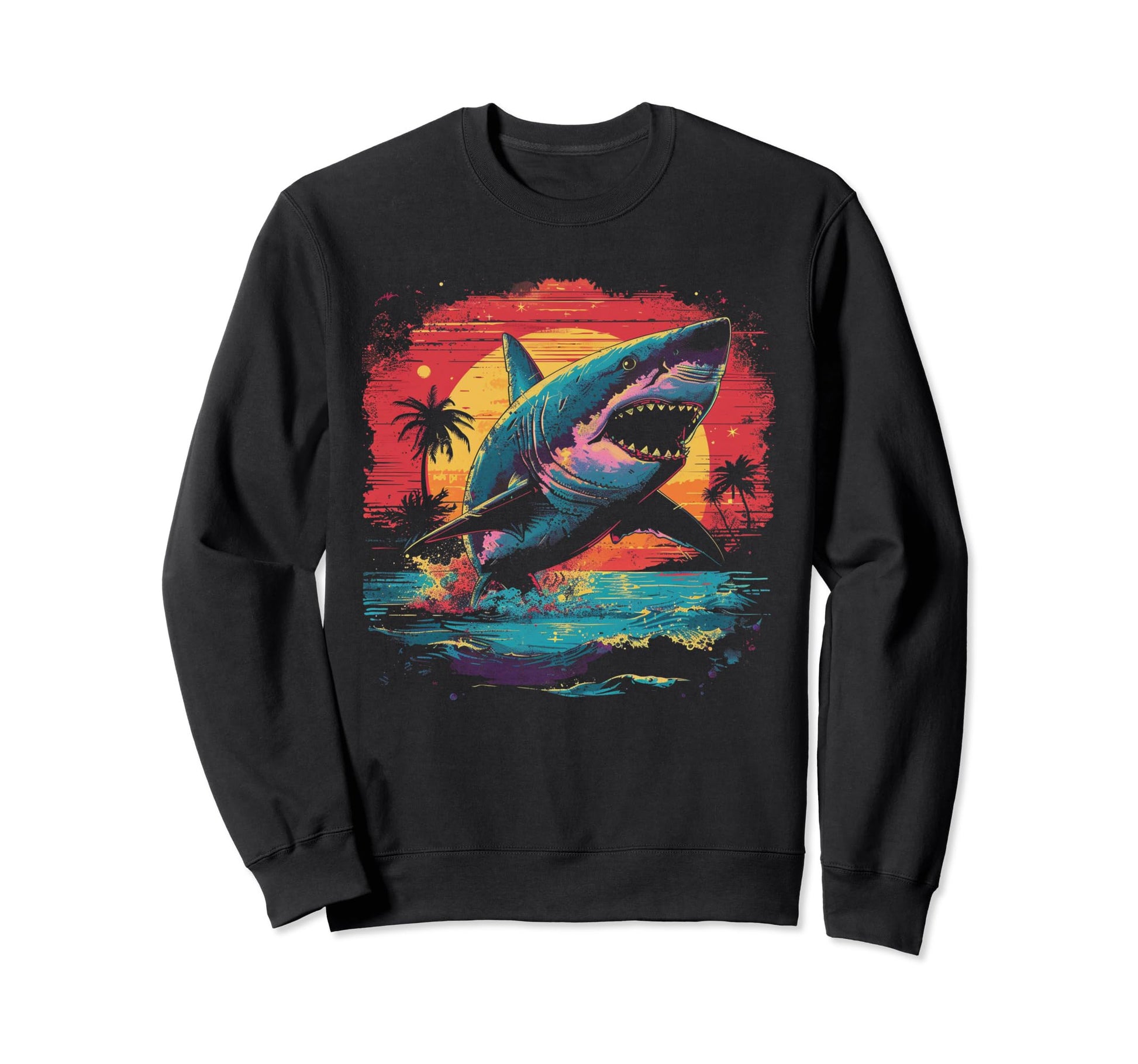 Shark Vaporwave Aesthetic Synthwave Sweatshirt - Novelty Apparel Men Women - T-Shirt, Sweatshirt, Hoodie