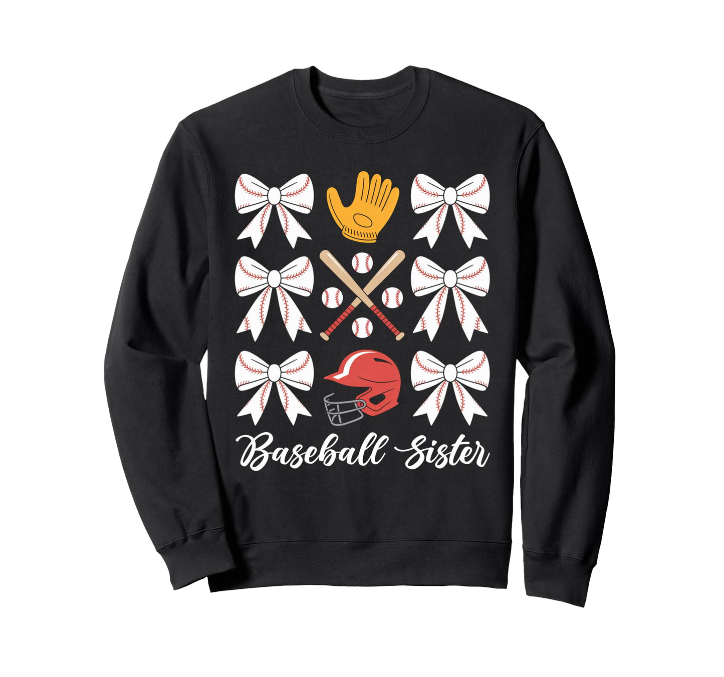 Baseball Sister Coquette Bow Biggest Fan Sweatshirt - Graphic Print Unisex - T-Shirt, Sweatshirt, Hoodie