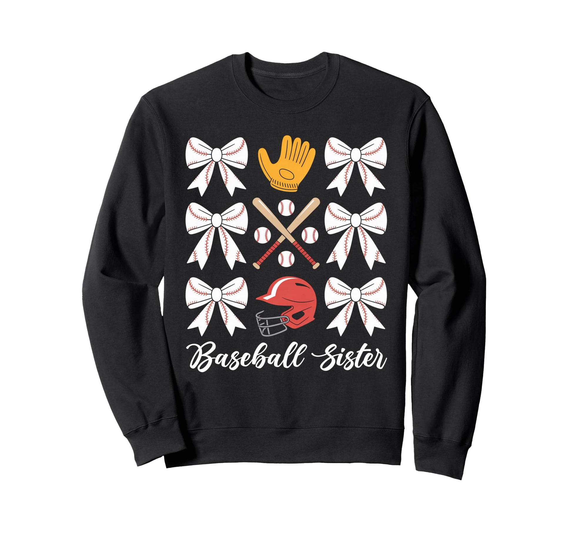 Baseball Sister Coquette Bow Biggest Fan Sweatshirt - Graphic Print Unisex - T-Shirt, Sweatshirt, Hoodie