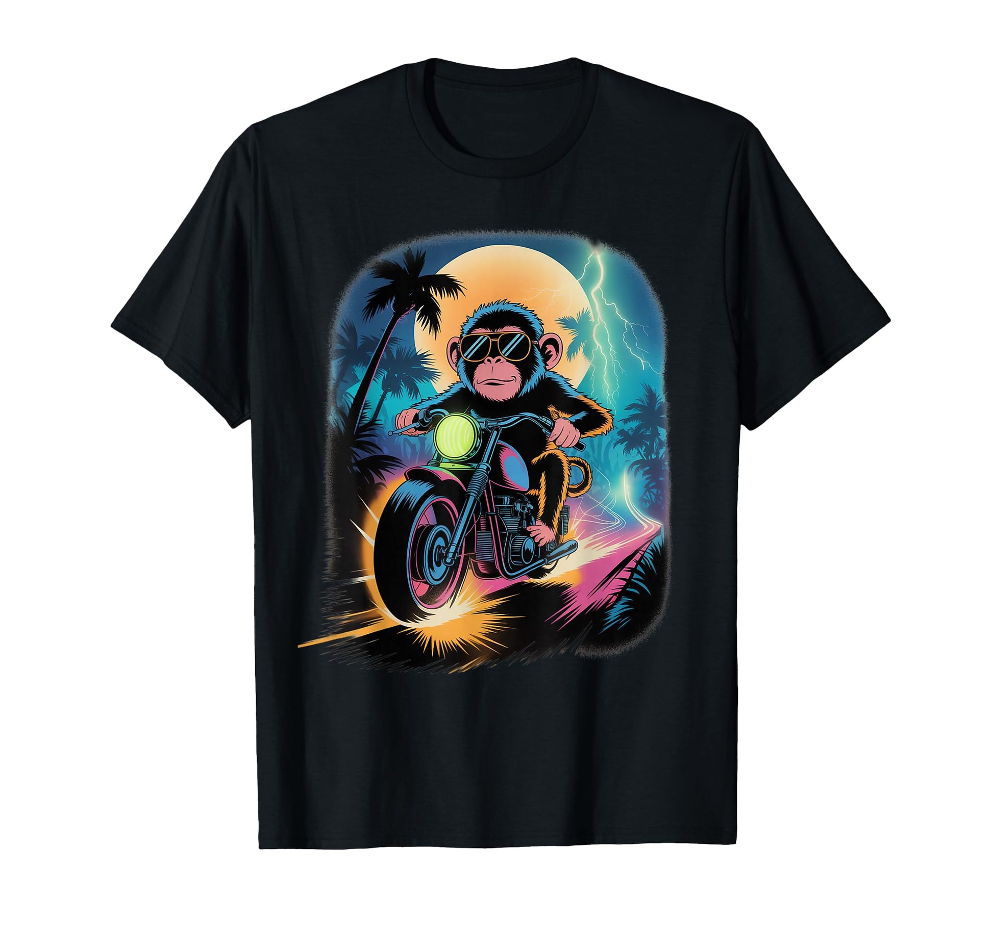 90S Airbrushed Monkey Riding T-Shirt - Fun Novelty Design for Adults - T-Shirt, Sweatshirt, Hoodie