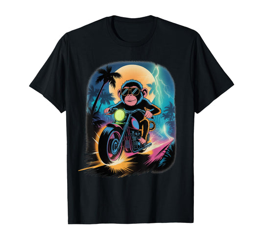 90S Airbrushed Monkey Riding T-Shirt - Fun Novelty Design for Adults - T-Shirt, Sweatshirt, Hoodie