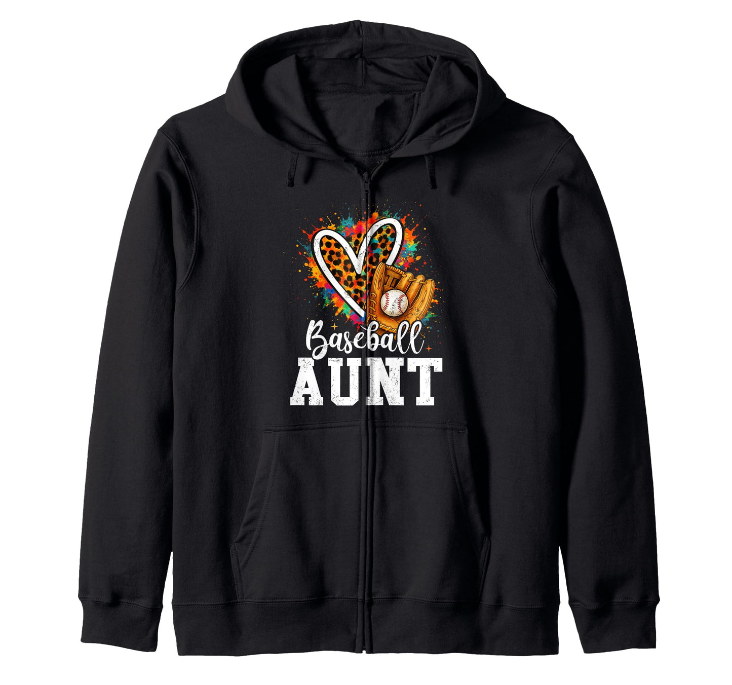 My Favorite Baseball Aunt Leopard Heart Hoodie - Minimalist Print Unisex - T-Shirt, Sweatshirt, Hoodie