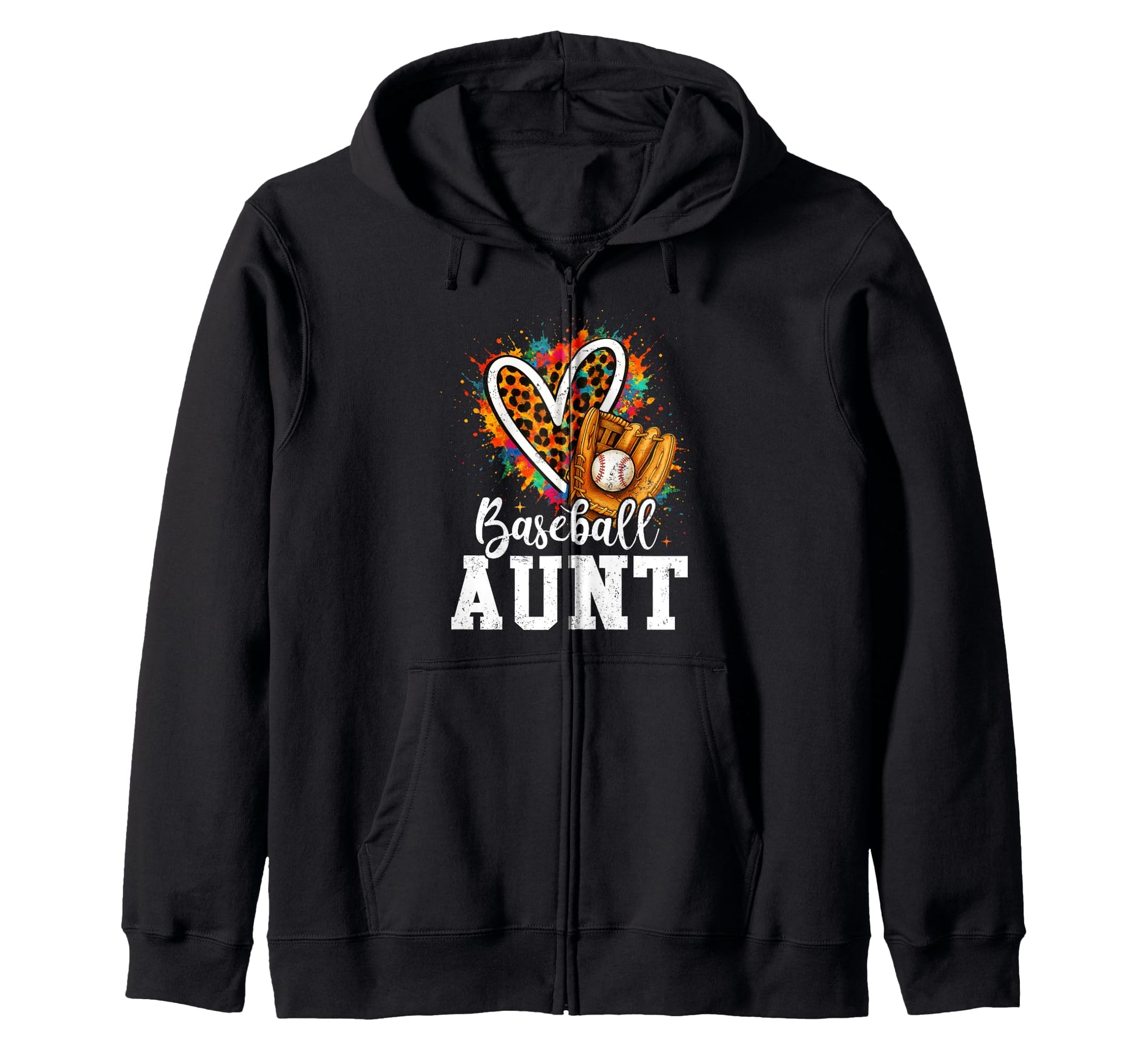 My Favorite Baseball Aunt Leopard Heart Hoodie - Minimalist Print Unisex - T-Shirt, Sweatshirt, Hoodie