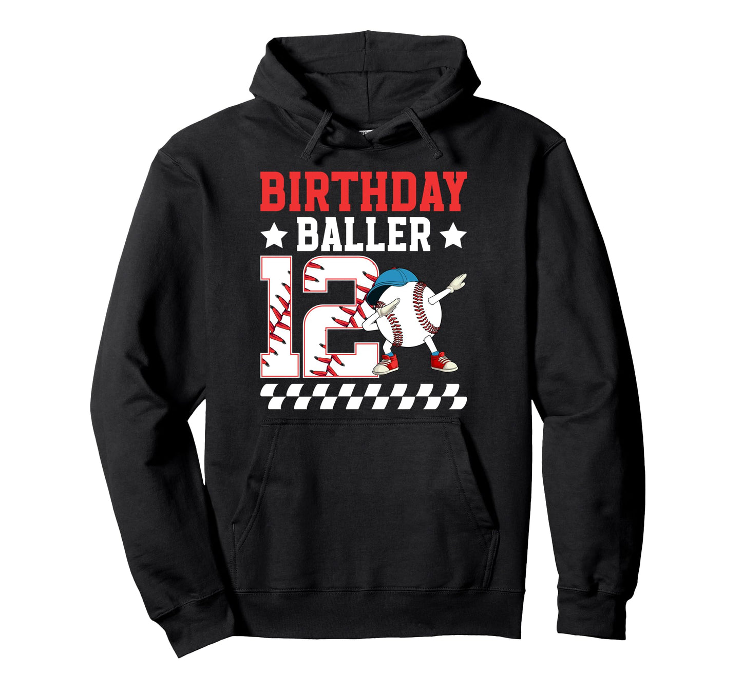 12Th Baseball Birthday Twelve Year Hoodie - Casual Everyday Wear Unisex - T-Shirt, Sweatshirt, Hoodie