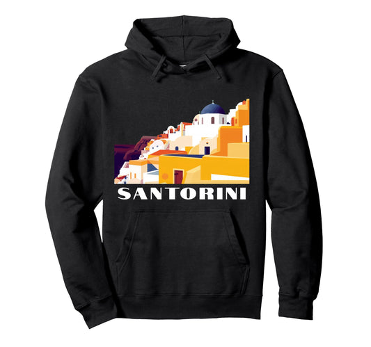 Art Deco Greece Postcard Art Tourist Hoodie - Minimalist Print for Adults - T-Shirt, Sweatshirt, Hoodie