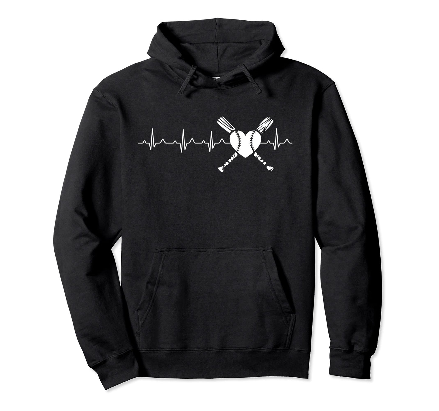 Baseball Heartbeat Hoodie - Unique Graphic Men Women - T-Shirt, Sweatshirt, Hoodie