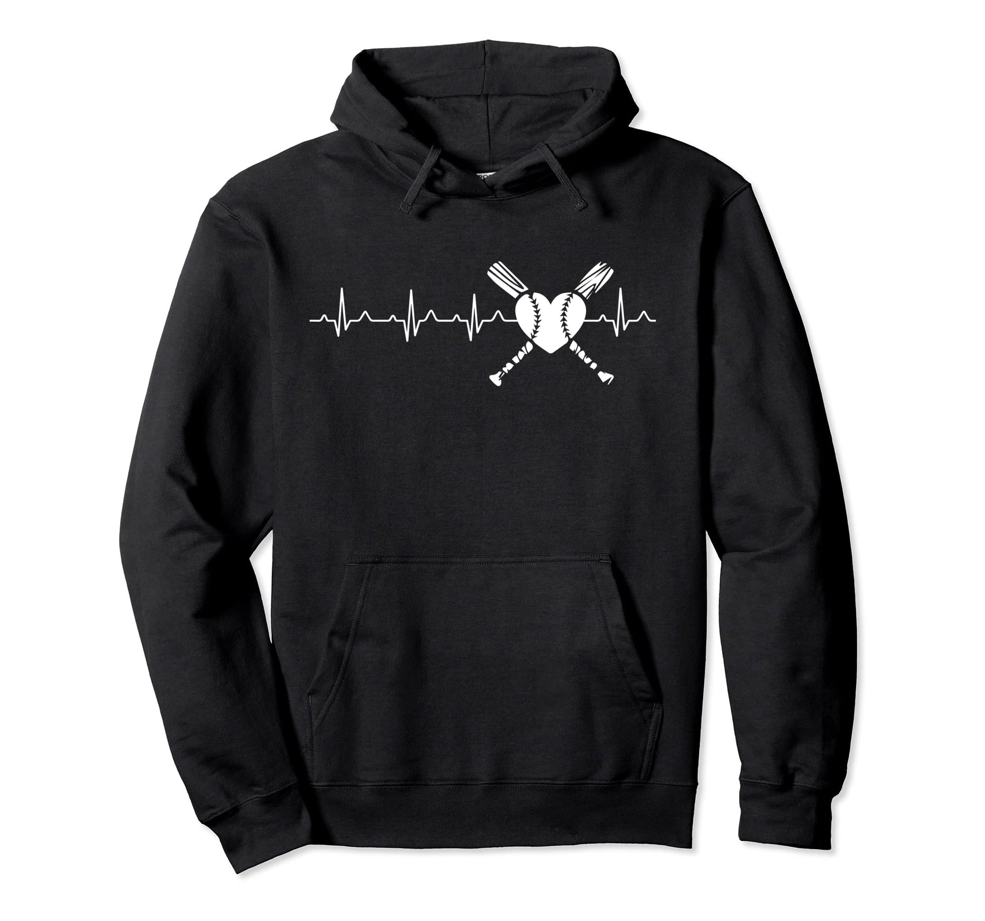 Baseball Heartbeat Hoodie - Unique Graphic Men Women - T-Shirt, Sweatshirt, Hoodie