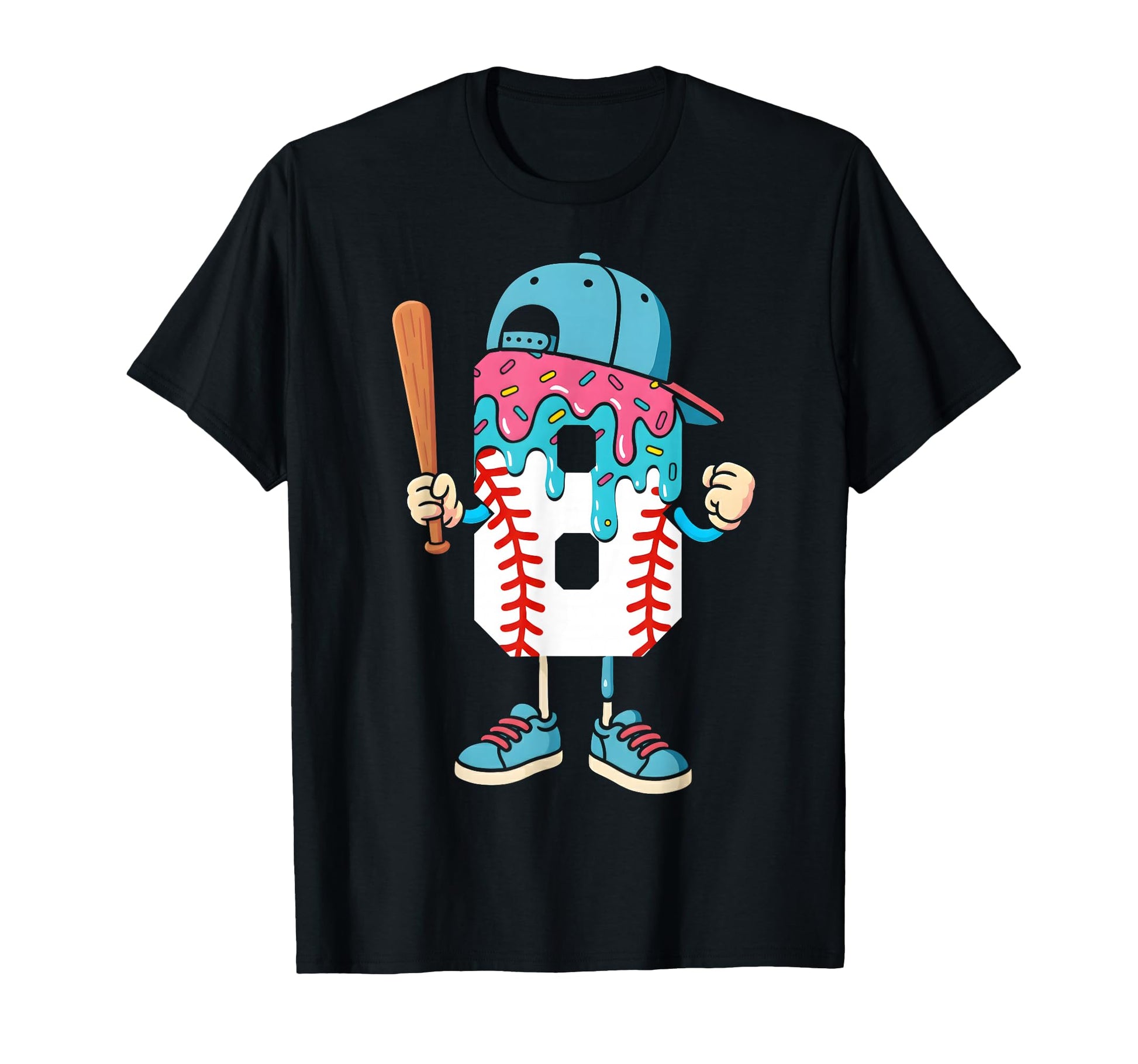 Baseball 8 Year Old Ice Cream T-Shirt - Casual Everyday Wear Men Women - T-Shirt, Sweatshirt, Hoodie