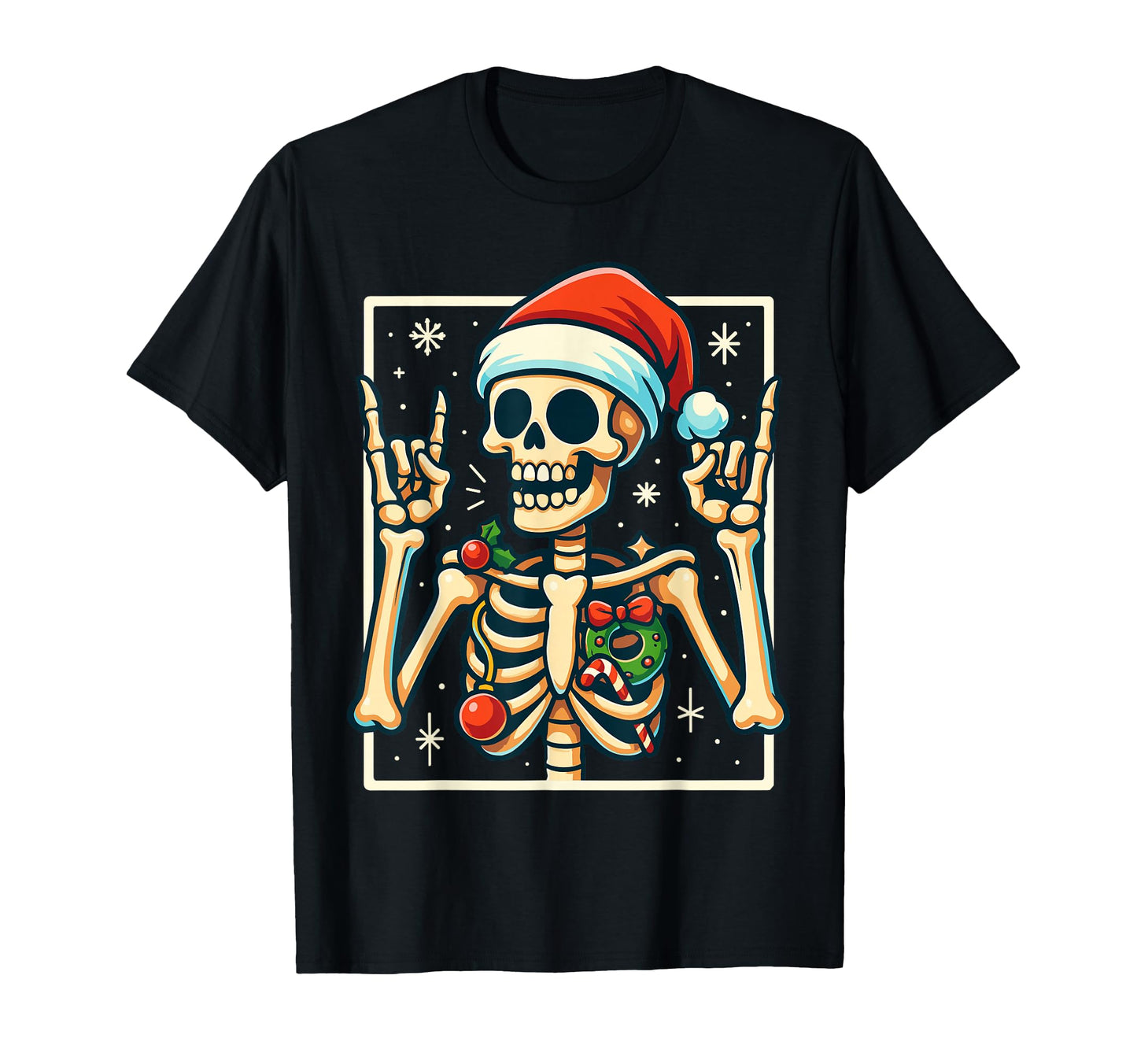 Punk Rock Band Rocker Skeleton Santa T-Shirt - Aesthetic Graphic Men Women - T-Shirt, Sweatshirt, Hoodie
