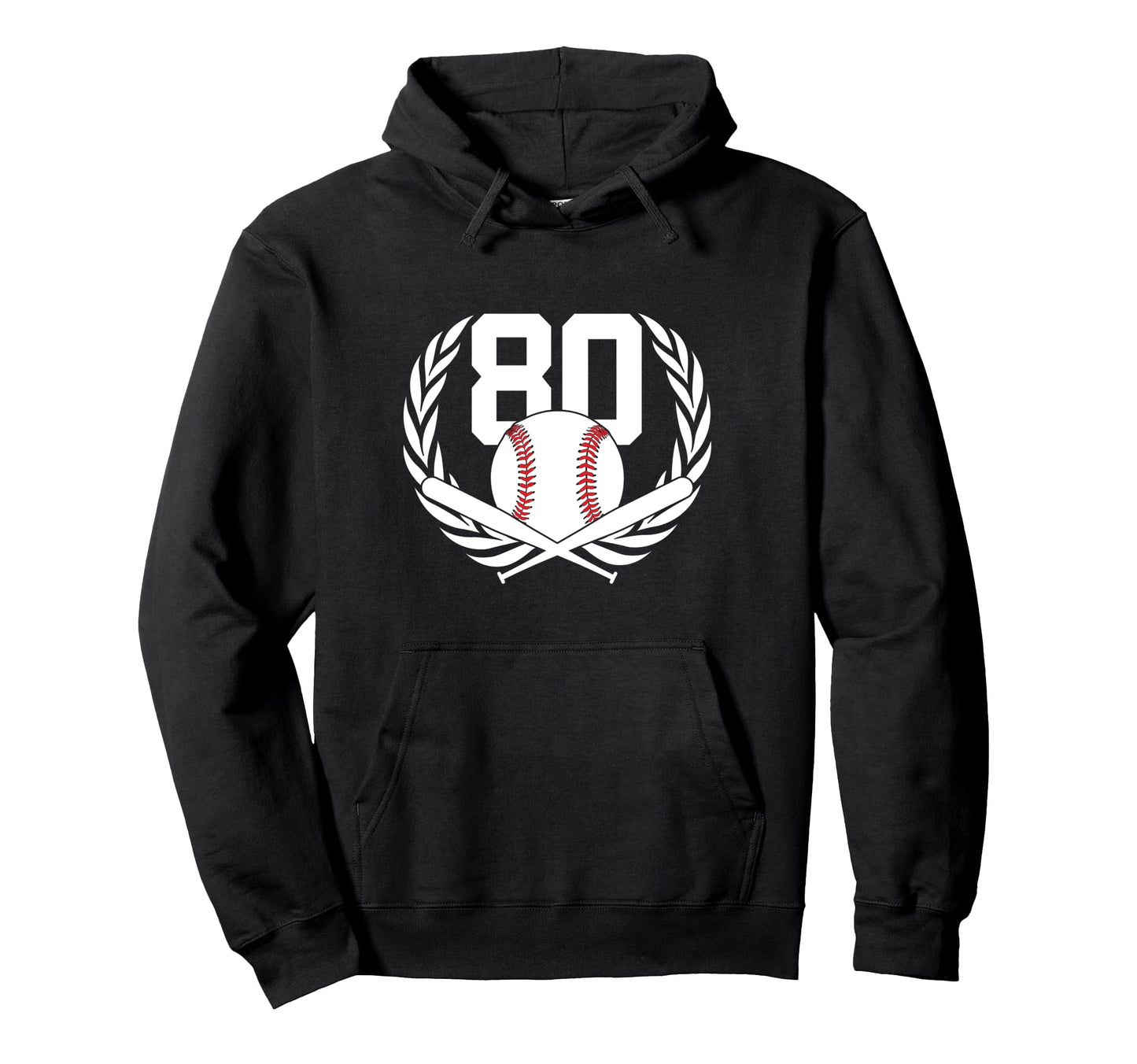 80 Years Number 80 Baseball 80Th Birthday Hoodie - Graphic Print for Adults - T-Shirt, Sweatshirt, Hoodie