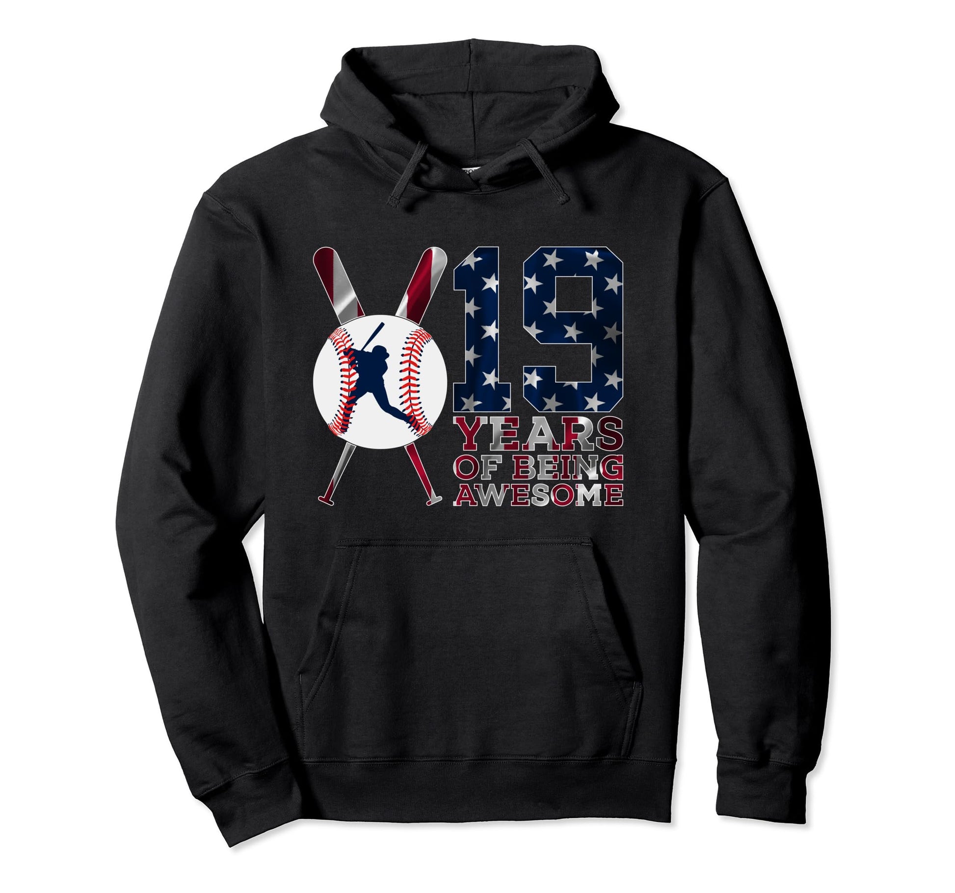 19 Years Being Awesome Baseball 19Th Hoodie - Trendy Graphic for Adults - T-Shirt, Sweatshirt, Hoodie