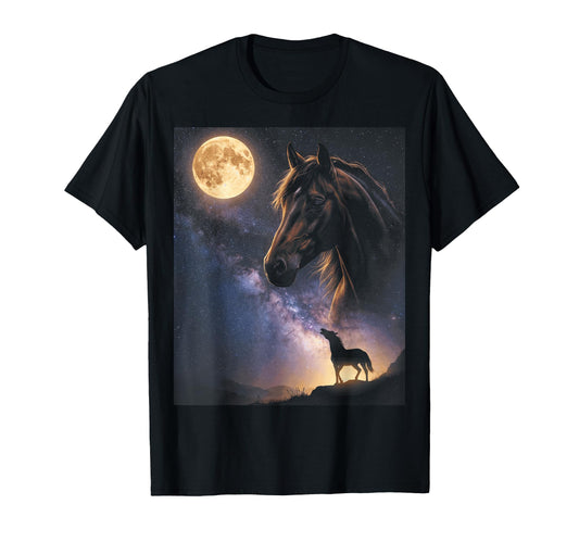 90S Horse Neighing Moon Y2K Aesthetic T-Shirt - Minimalist Print for Adults - T-Shirt, Sweatshirt, Hoodie
