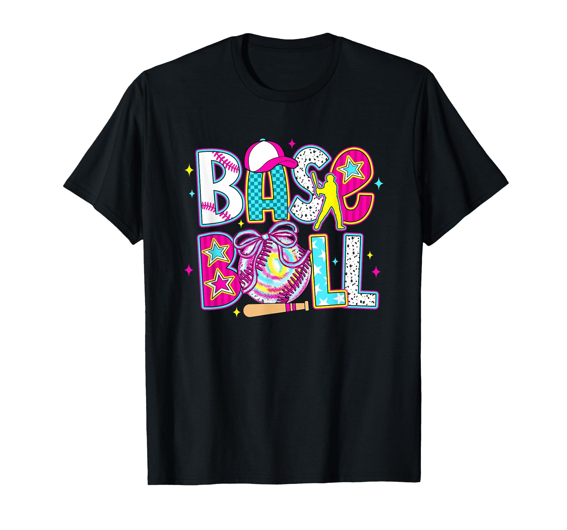 Baseball Bow Checkered Baseball Lovers T-Shirt - Unique Graphic for Adults - T-Shirt, Sweatshirt, Hoodie