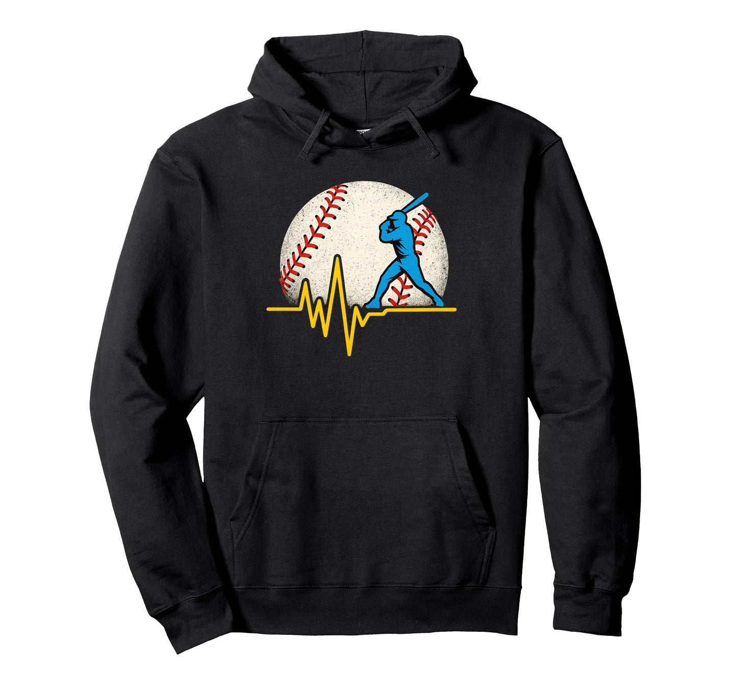 Funny Baseball Heartbeat Baseball Player Hoodie - Unique Graphic Men Women - T-Shirt, Sweatshirt, Hoodie