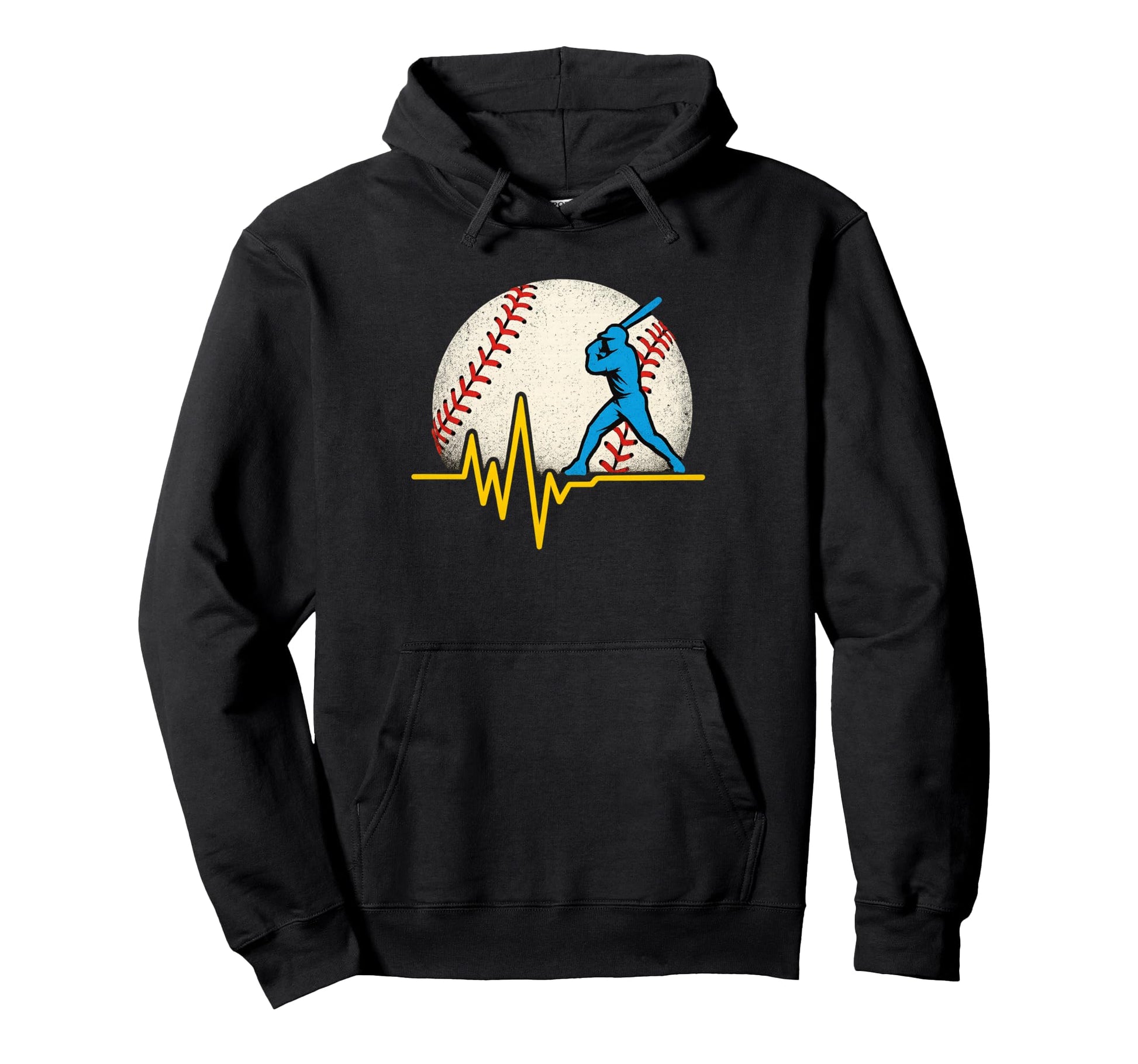 Funny Baseball Heartbeat Baseball Player Hoodie - Unique Graphic Men Women - T-Shirt, Sweatshirt, Hoodie