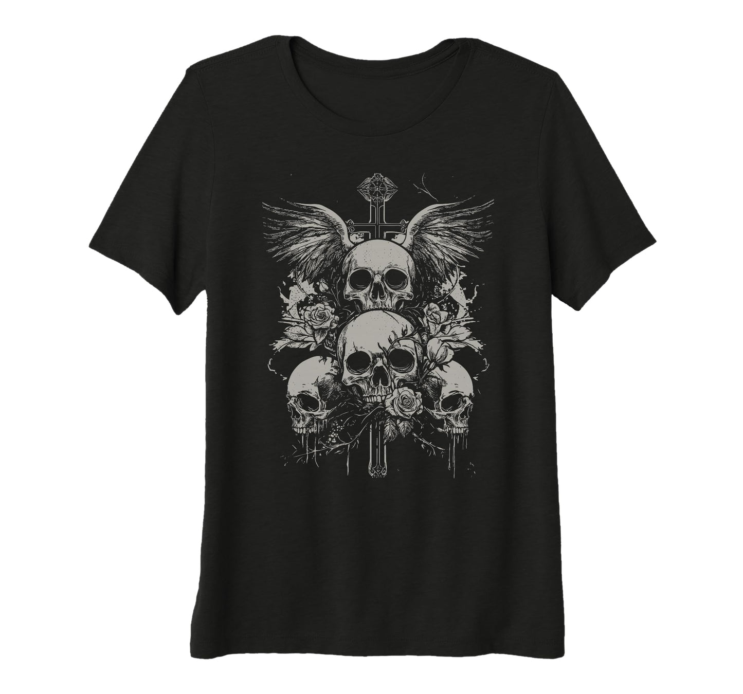 Skull Cross Y2K Grunge Aesthetic T-Shirt - Fun Novelty Design Men Women - T-Shirt, Sweatshirt, Hoodie