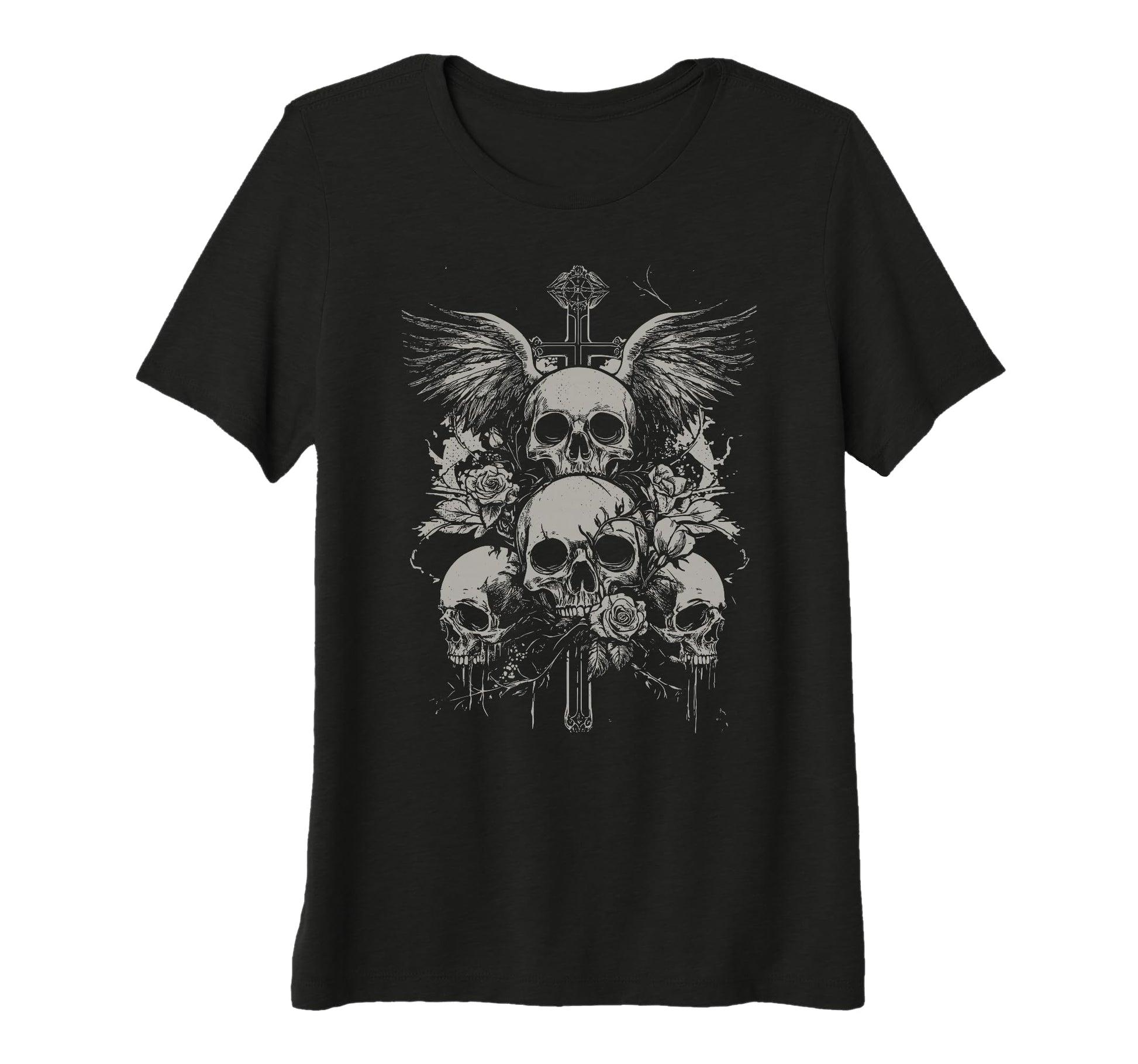 Skull Cross Y2K Grunge Aesthetic T-Shirt - Fun Novelty Design Men Women - T-Shirt, Sweatshirt, Hoodie