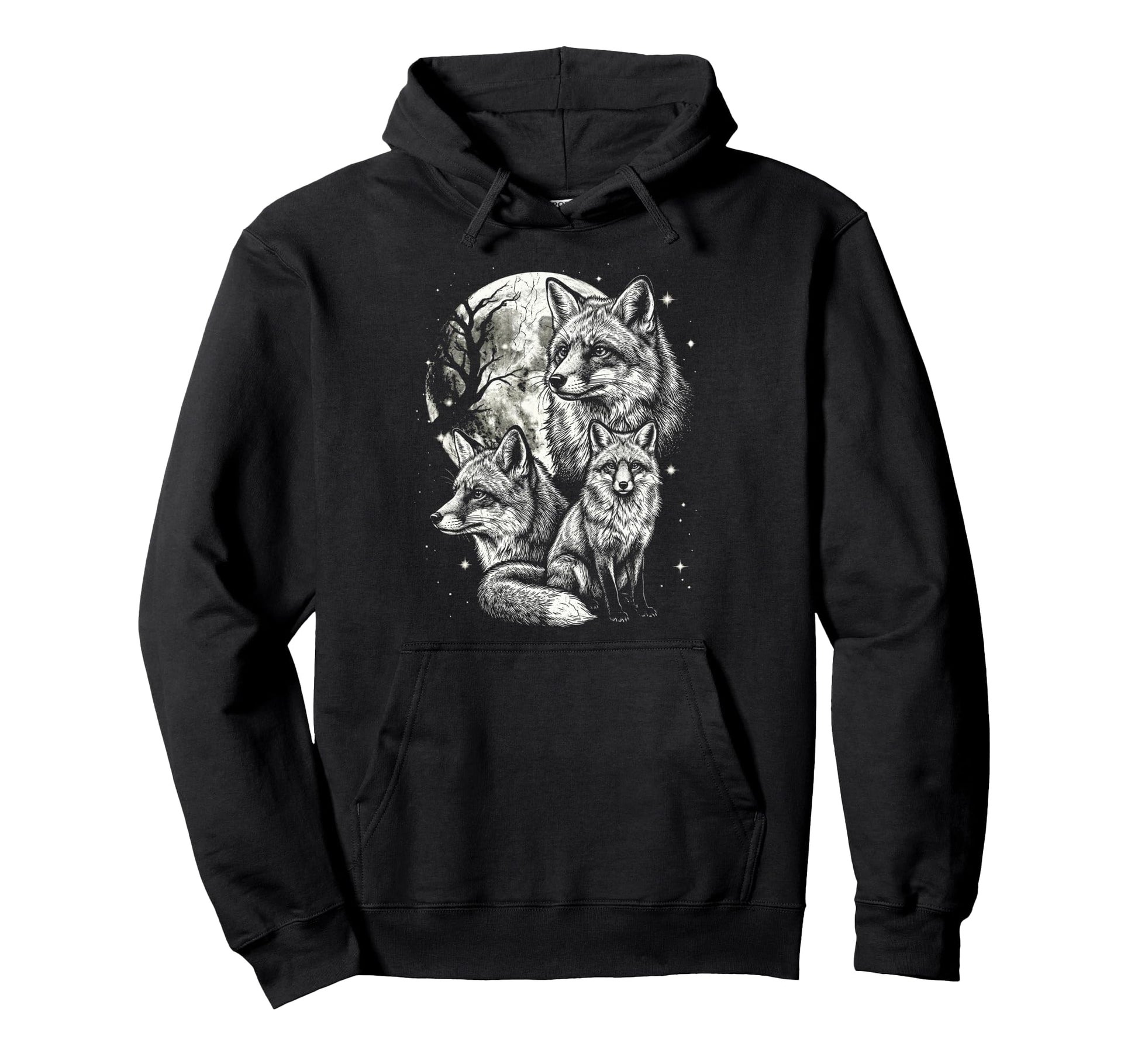 Fox 90S Aesthetic Y2K Moon Foxes Hoodie - Minimalist Print Men Women - T-Shirt, Sweatshirt, Hoodie