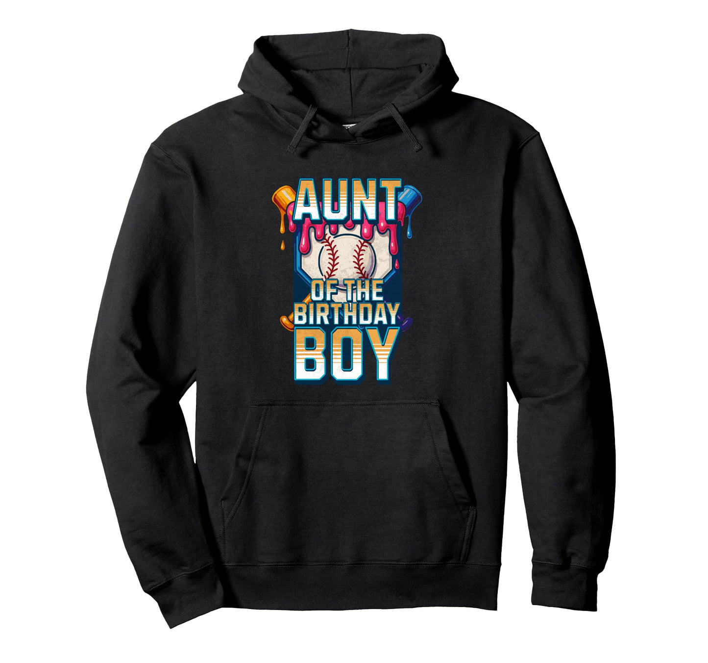 Aunt Birthday Baseball Ice Cream Drip Hoodie - Custom Art Print Unisex - T-Shirt, Sweatshirt, Hoodie