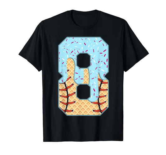 Baseball Drip 8 Year Old Ice Cream T-Shirt - Streetwear Style for Adults - T-Shirt, Sweatshirt, Hoodie