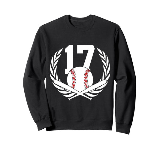 17 Years Number 17 Baseball 17Th Birthday Sweatshirt - Graphic Print Unisex - T-Shirt, Sweatshirt, Hoodie