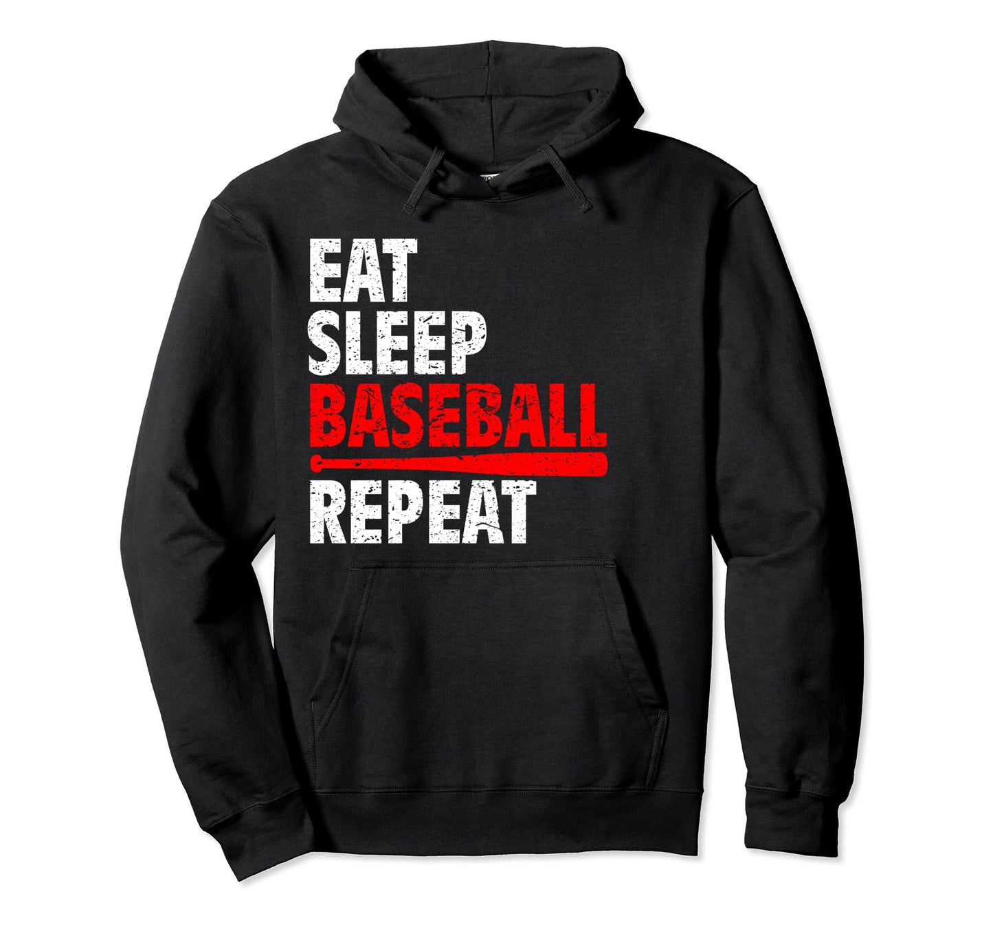 Funny Eat Sleep Baseball Repeat Gift Hoodie - Unique Graphic Men Women - T-Shirt, Sweatshirt, Hoodie