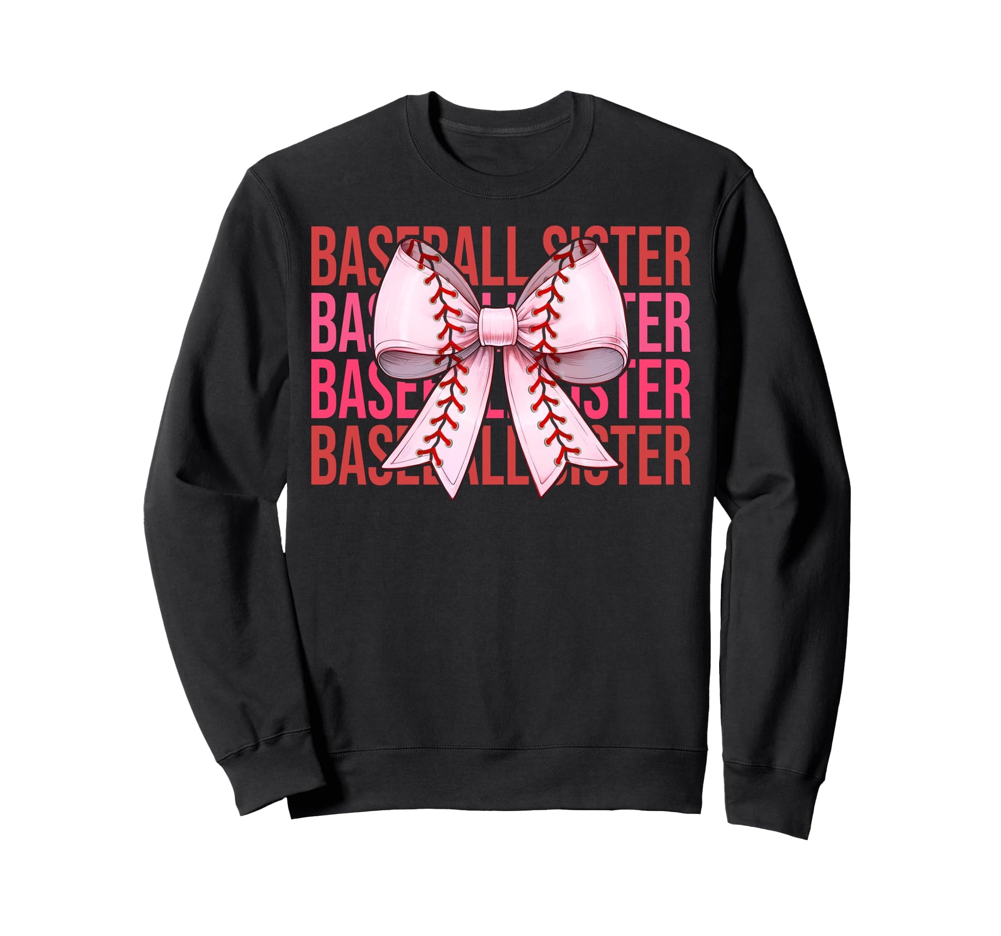 Baseball Sister Baseball Coquette Bow Sweatshirt - Unique Graphic Unisex - T-Shirt, Sweatshirt, Hoodie