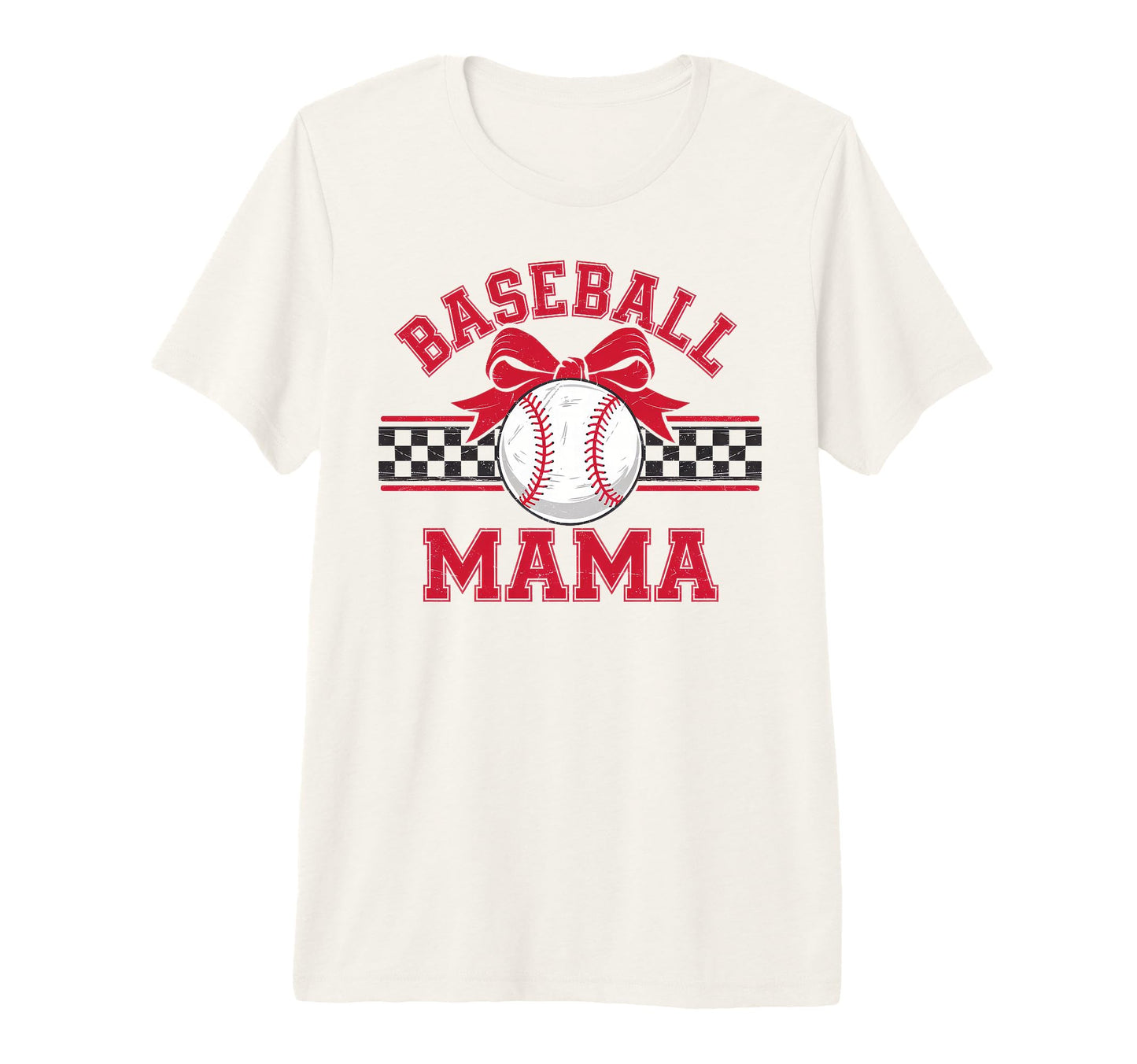 Baseball Mama Bow Heart Ball Sports T-Shirt - Fun Novelty Design Unisex - T-Shirt, Sweatshirt, Hoodie