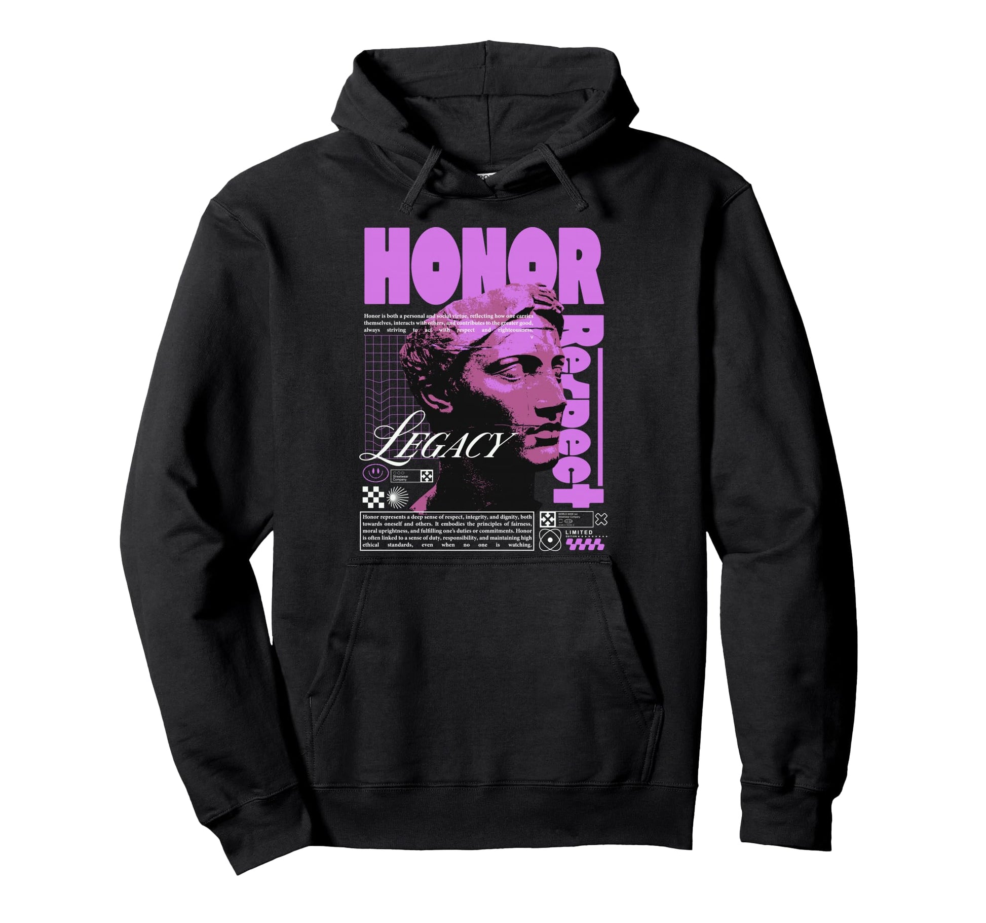 Y2K Honor Bold Urban Graffiti Hoodie - Casual Everyday Wear Unisex - T-Shirt, Sweatshirt, Hoodie
