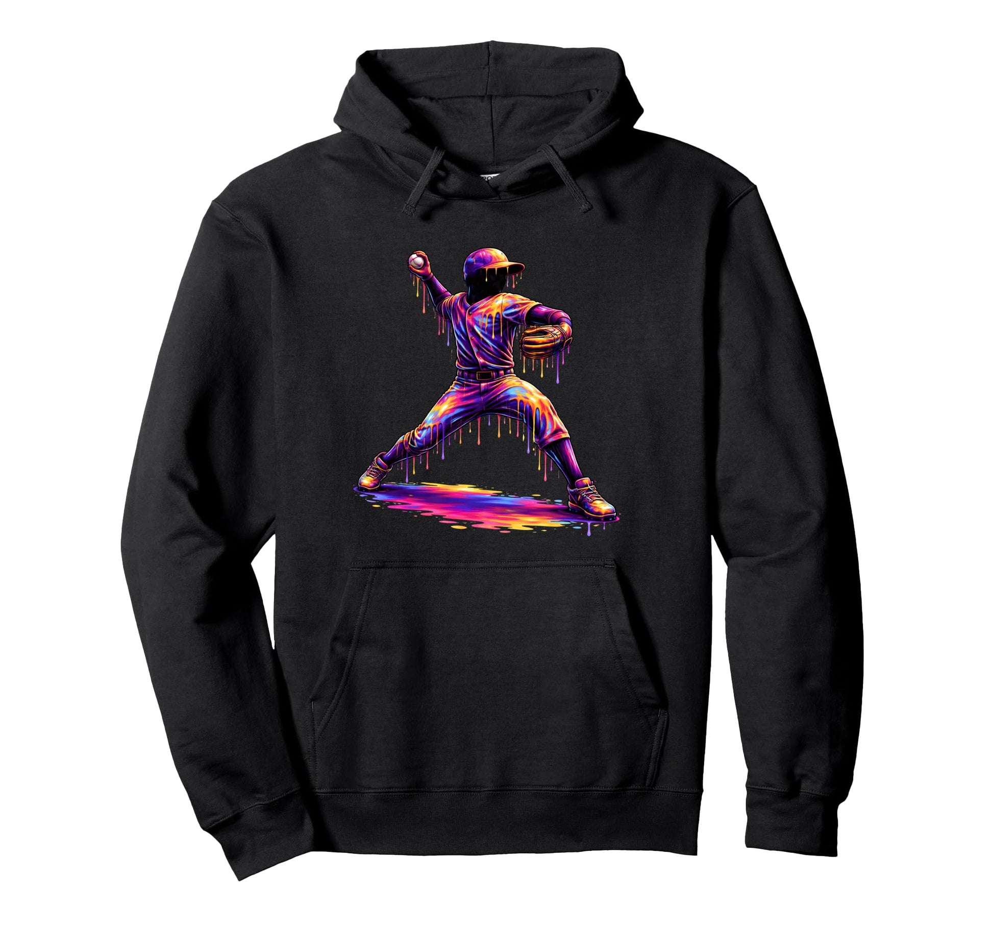 Baseball Drip Pitcher Ice Cream Dripping Hoodie - Graphic Print for Adults - T-Shirt, Sweatshirt, Hoodie