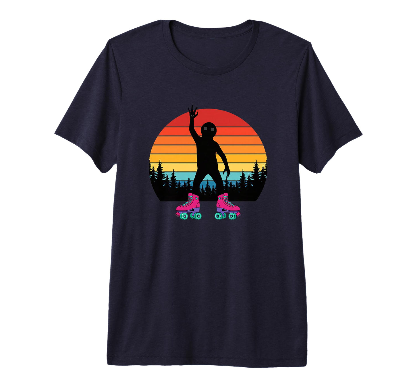 Bigfoot Roller Skates Sunset Cryptid T-Shirt - Novelty Apparel for Adults - T-Shirt, Sweatshirt, Hoodie
