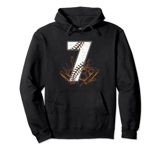 Baseball Birthday 7Th Birthday Party Hoodie - Minimalist Print Men Women - T-Shirt, Sweatshirt, Hoodie