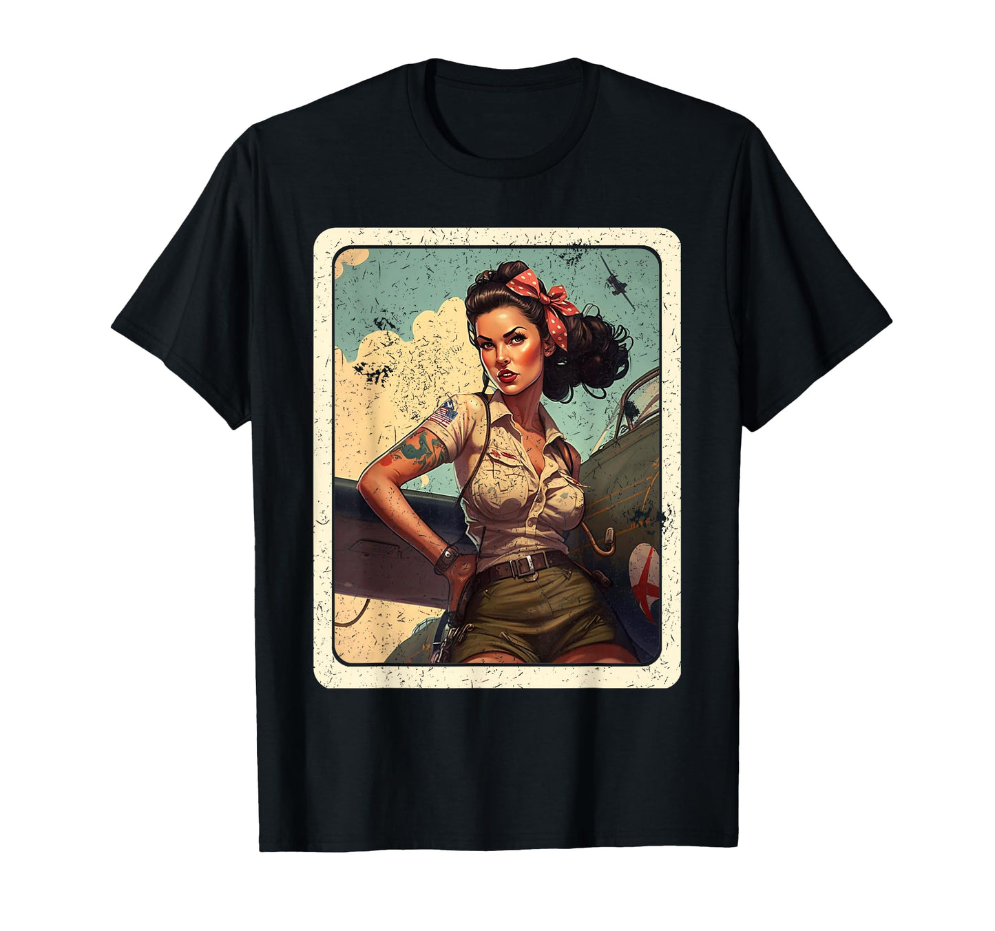 Beautiful Pin Up Wwii T-Shirt - Casual Everyday Wear Men Women - T-Shirt, Sweatshirt, Hoodie