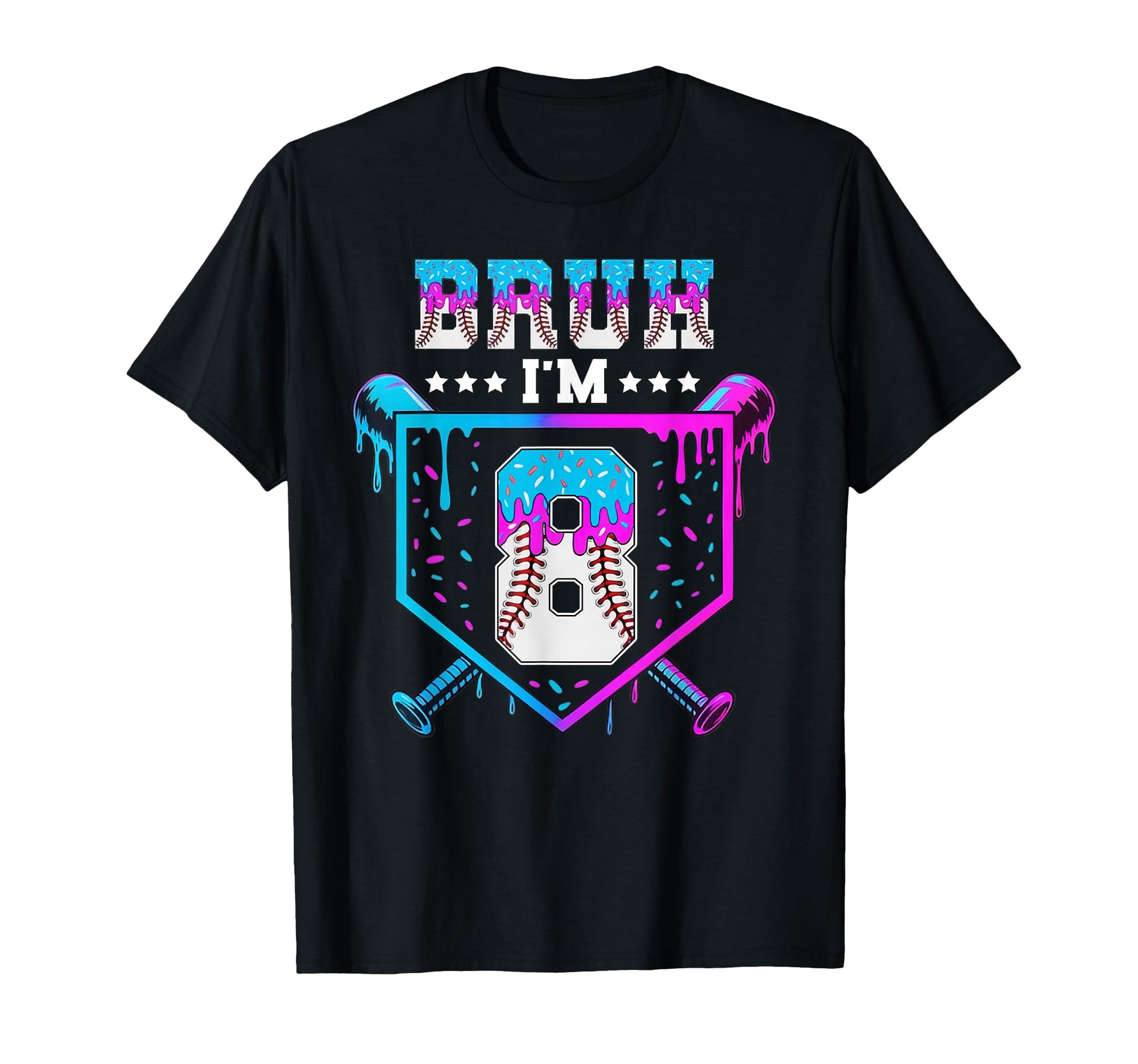 Bruh 8Th Birthday Baseball Ice Cream T-Shirt - Custom Art Print Unisex - T-Shirt, Sweatshirt, Hoodie