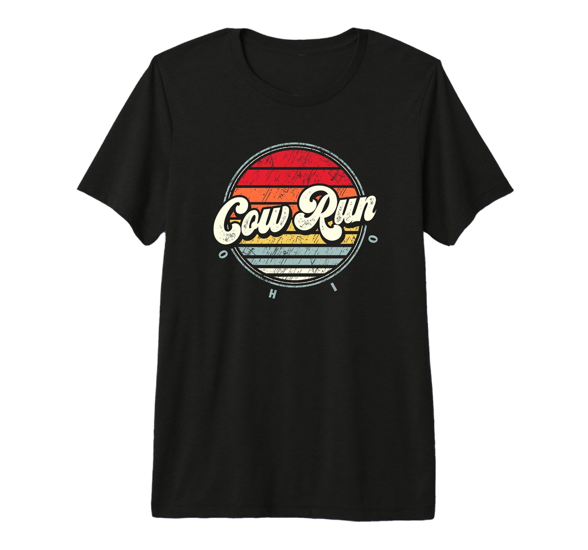 Cow Run Home State 70S Sunset Tri Blend T-Shirt - Minimalist Print Unisex - T-Shirt, Sweatshirt, Hoodie