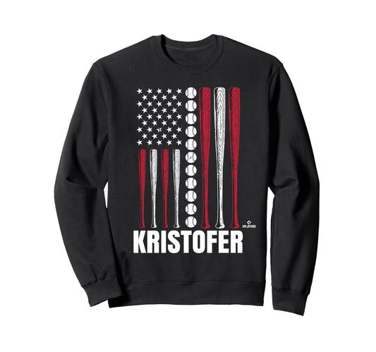 Baseball American Flag Sweatshirt - Fun Novelty Design for Adults - T-Shirt, Sweatshirt, Hoodie