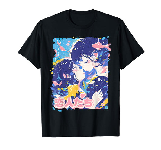 Anime Couple Y2K Aesthetic Pastel T-Shirt - Fun Novelty Design Men Women - T-Shirt, Sweatshirt, Hoodie